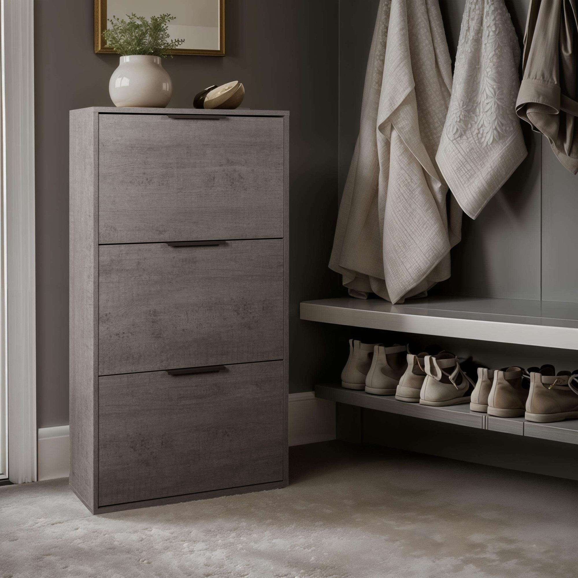 Composad Schuhschrank »Espresso,Schuhschrank, Schuhkipper, mit Klappen«, (1 St.), mit 3 Klappen, Doppelschuhtrommel
