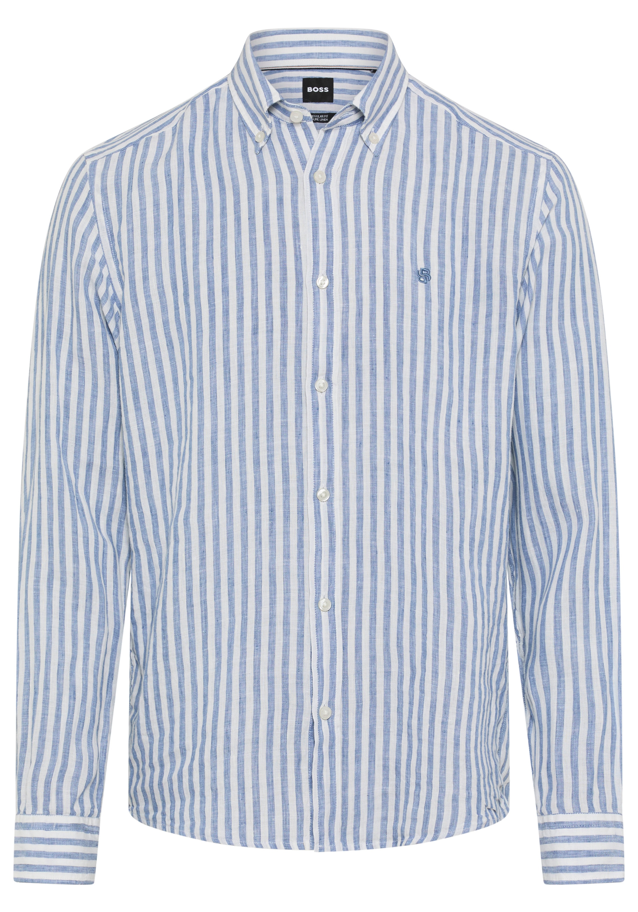 BOSS Leinenhemd »LIAM« 100% Leinen Premium Sommerhemd, Button-Down-Kragen, regular fit