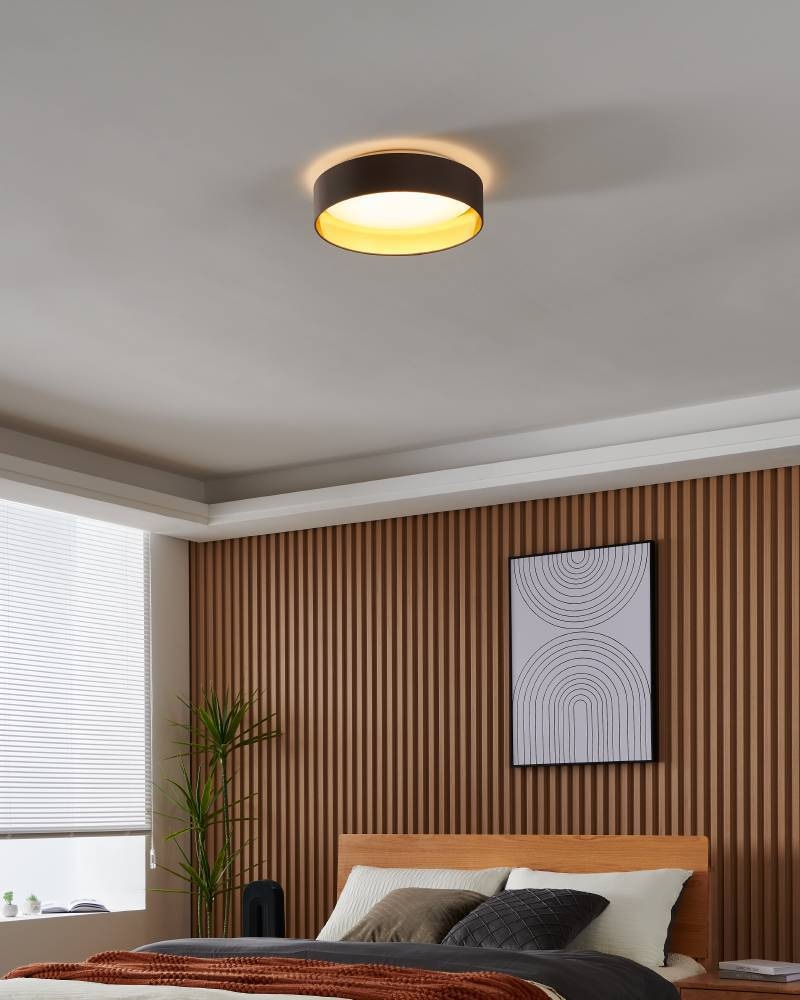 EGLO LED Deckenleuchte »Maserlo«, 1 flammig, Leuchtmittel LED-Modul | LED fest integriert, Stofflampe Maserlo2 Ø38 x H9 cm, LED-Platine, Textilschirm