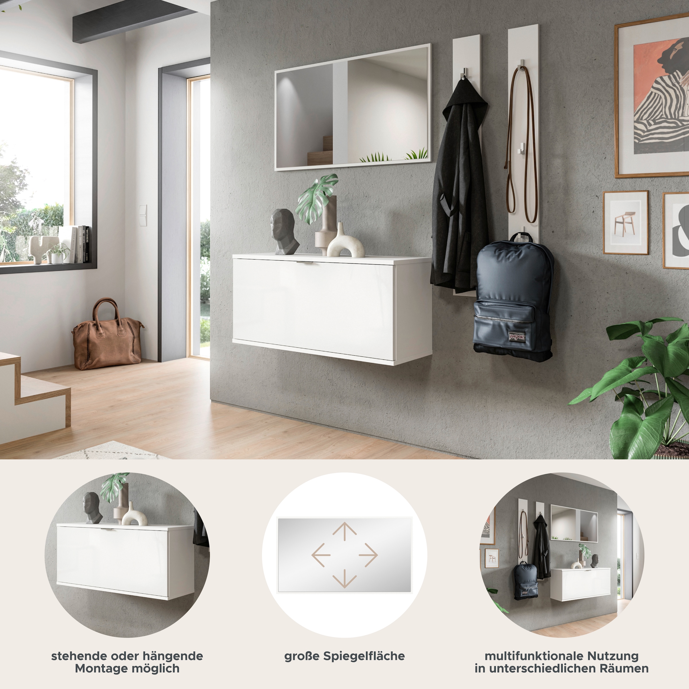 Home affaire Garderoben-Set »Trondheim Garderobenset 3-tlg. , Breite 130 cm,« 3 Stk. tlg.