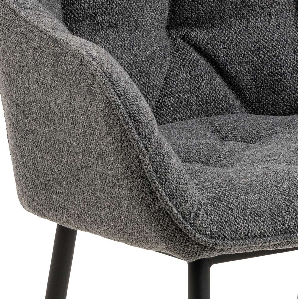 ACTONA GROUP Esszimmerstuhl, Luxus-Microfaser, Essstuhl Anthrazit, Beine mattschwarzem Stahl und Tuftings, 2er Set