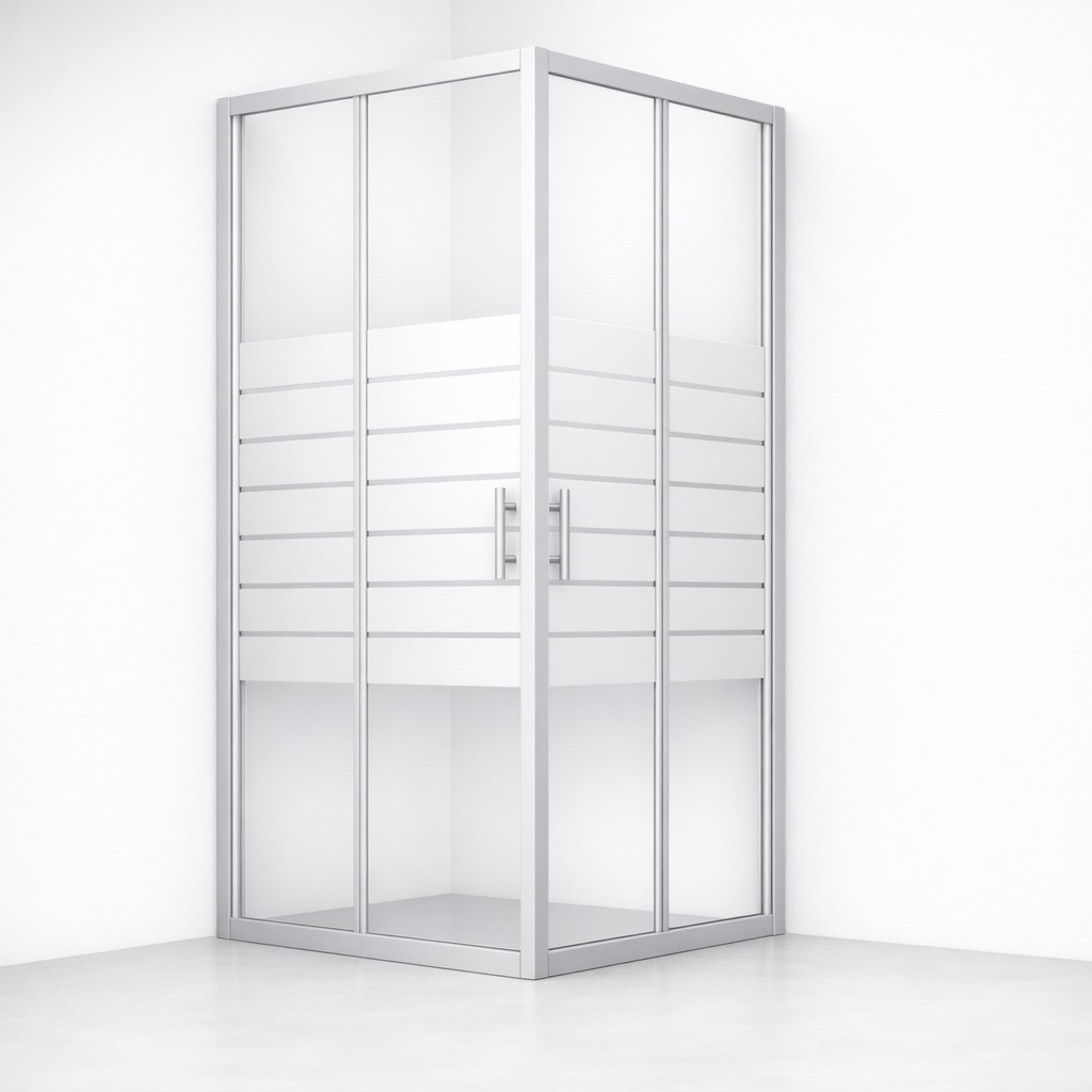 welltime Eckdusche "New Trento mit Streifendekor" Extrahohe 195cm, 6mm ESG, verbessertes Rollensystem, Streifendekor
