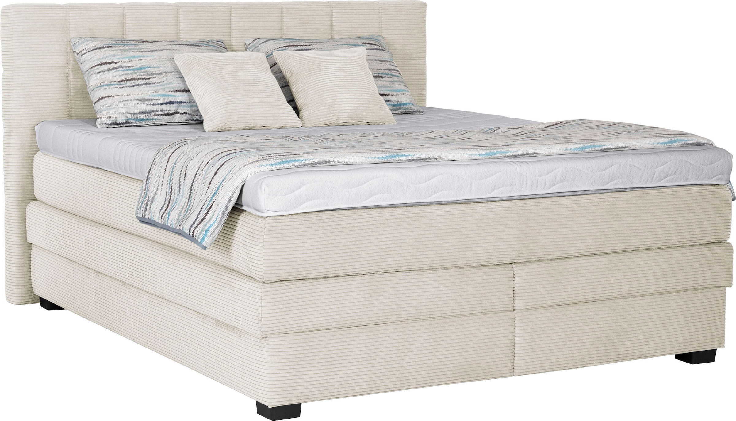 Die PlanBar Boxspringbett »OC-ON21088« inkl. Matratzen u. Bonellfederkern Unterbau, Stauraum, 160/180x200cm