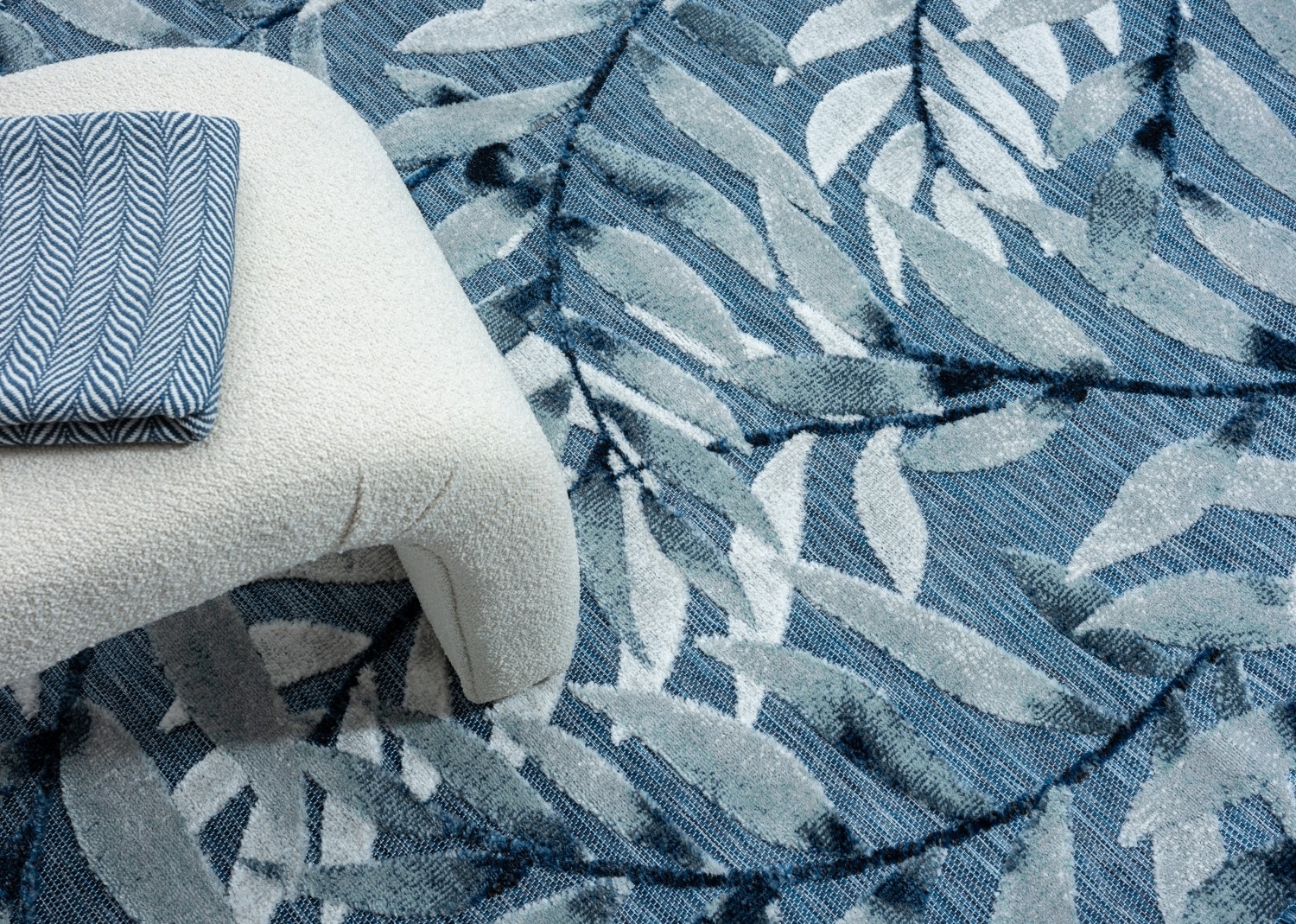 Myflair Möbel & Accessoires Teppich »Olivia Lagerräumung«, rechteckig, 8 mm Höhe, Blätter Motiv, Hoch-Tief Effekt, Outdoor geeignet, Balkon, Terrasse