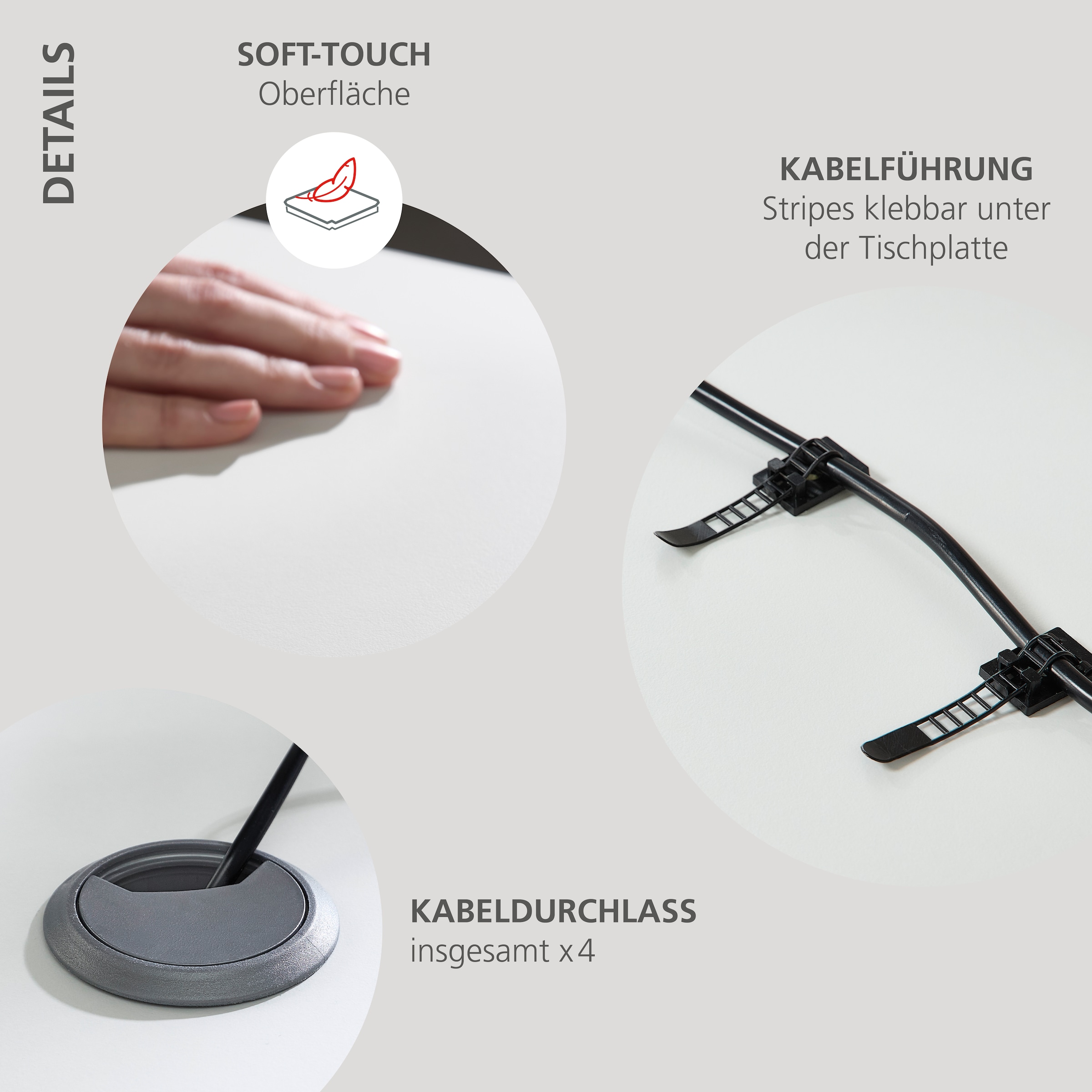 Innostyle Schreibtisch »Schreibtisch Santorin, 185/72/173 cm ( B/H/T)« 1 Stk. tlg. mit motor. Höhenverst. (72-120 cm) mit Memory-Funkt., li/re montierbar