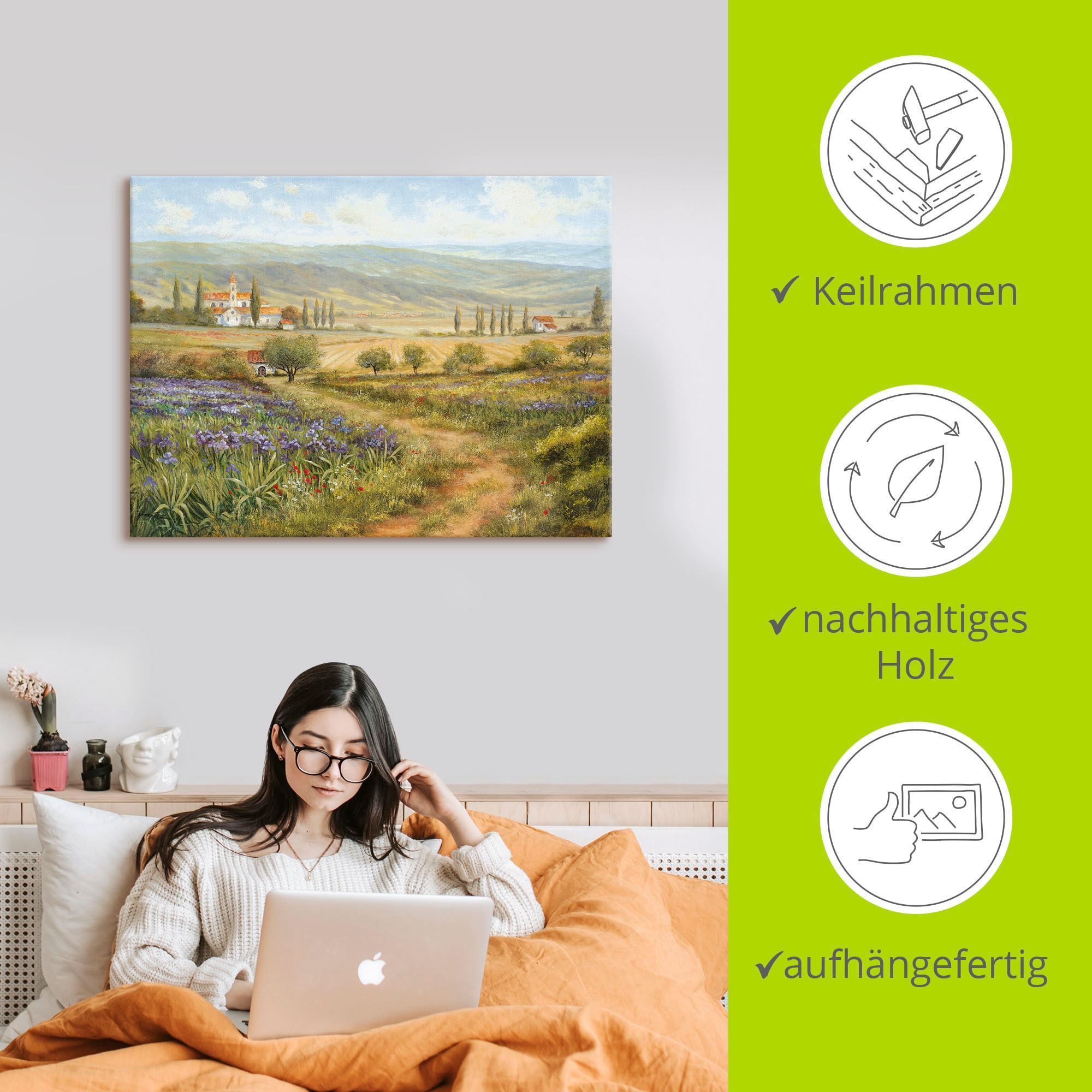 Artland Leinwandbild »Provence« Bilder von Europa 1 Stk. tlg. auf Holzrahmen gespannt