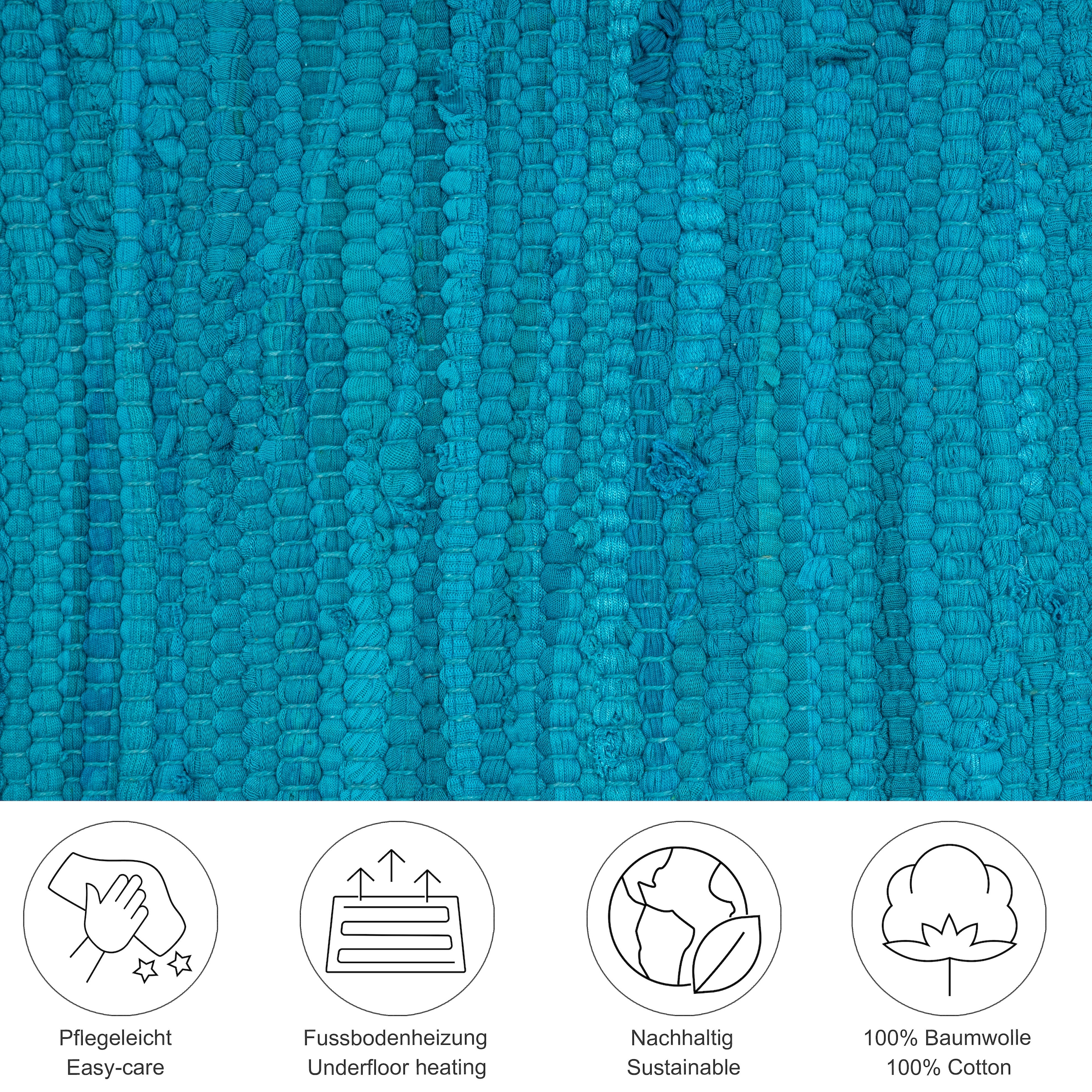 THEKO Teppich »Happy Cotton Fleckerl, handgewebt« rechteckig 5 mm Höhe Flachgewebe, reine Baumwolle, meliert, mit Fransen, auch als Läufer