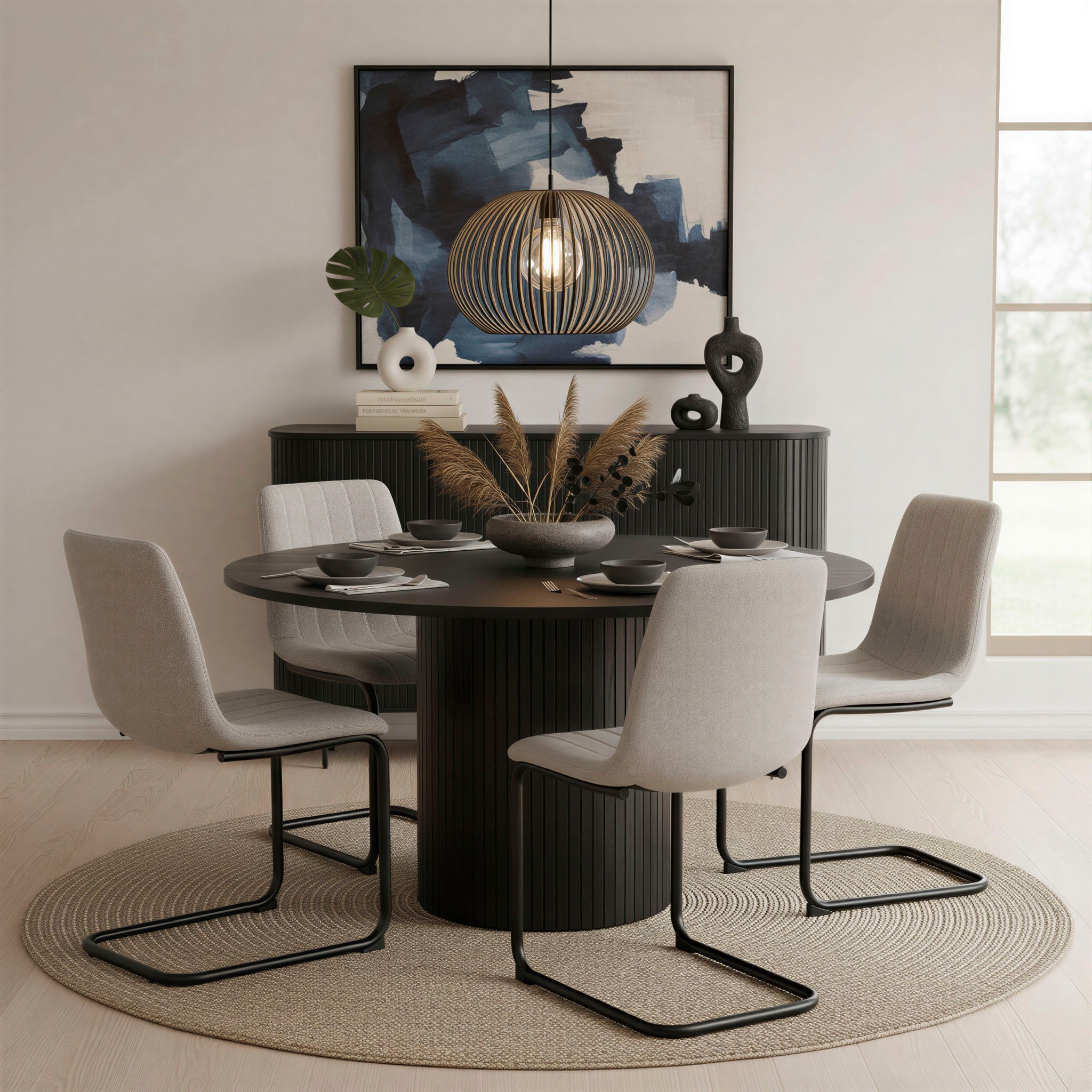 Home affaire Esstisch Sockel mit Lamellendesign