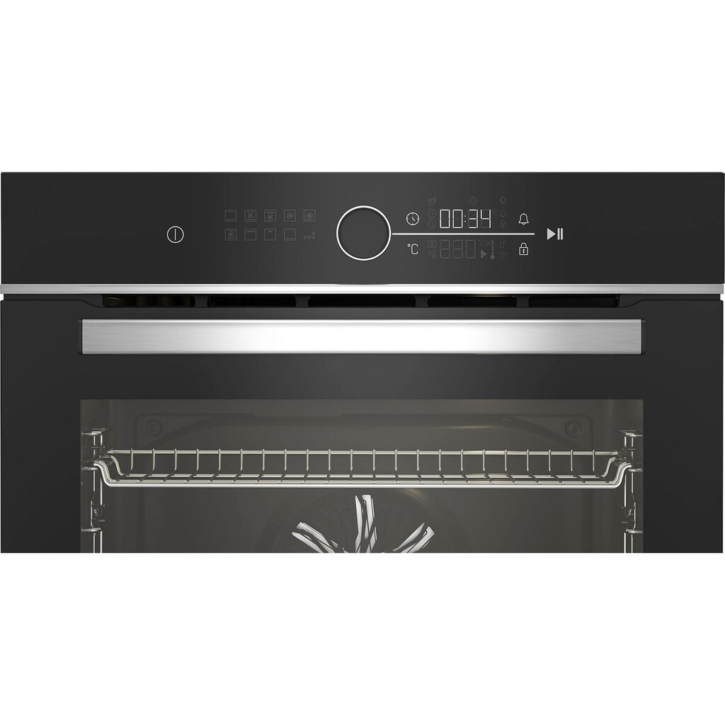 BEKO Einbaubackofen »BBIM13400XPSE«, BBIM13400XPSE, mit 1-fach-Teleskopauszug, Pyrolyse-Selbstreinigung