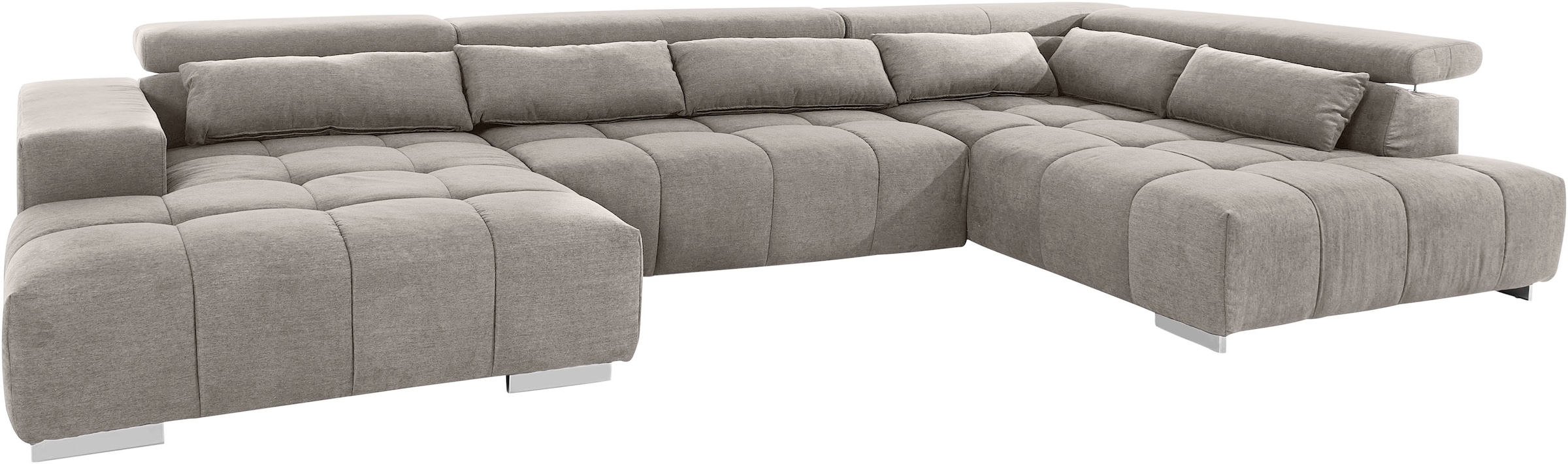 COTTA Wohnlandschaft »Orion U-Form«, mit Kopfteilverstellung & 6 Nierenkissen