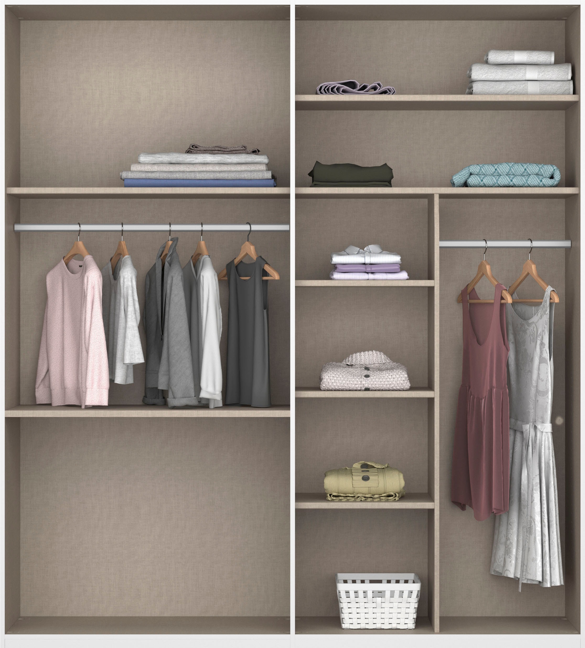 rauch Drehtürenschrank »Kleiderschrank Schrank Garderobe Wäscheschrank MONTCLAR« in den Breiten 204/254/304 cm, inkl. SOFT-CLOSE-FUNKTION,  Passepartout optional mit Beleuchtung, inkl. Zubehör MADE IN GERMANY