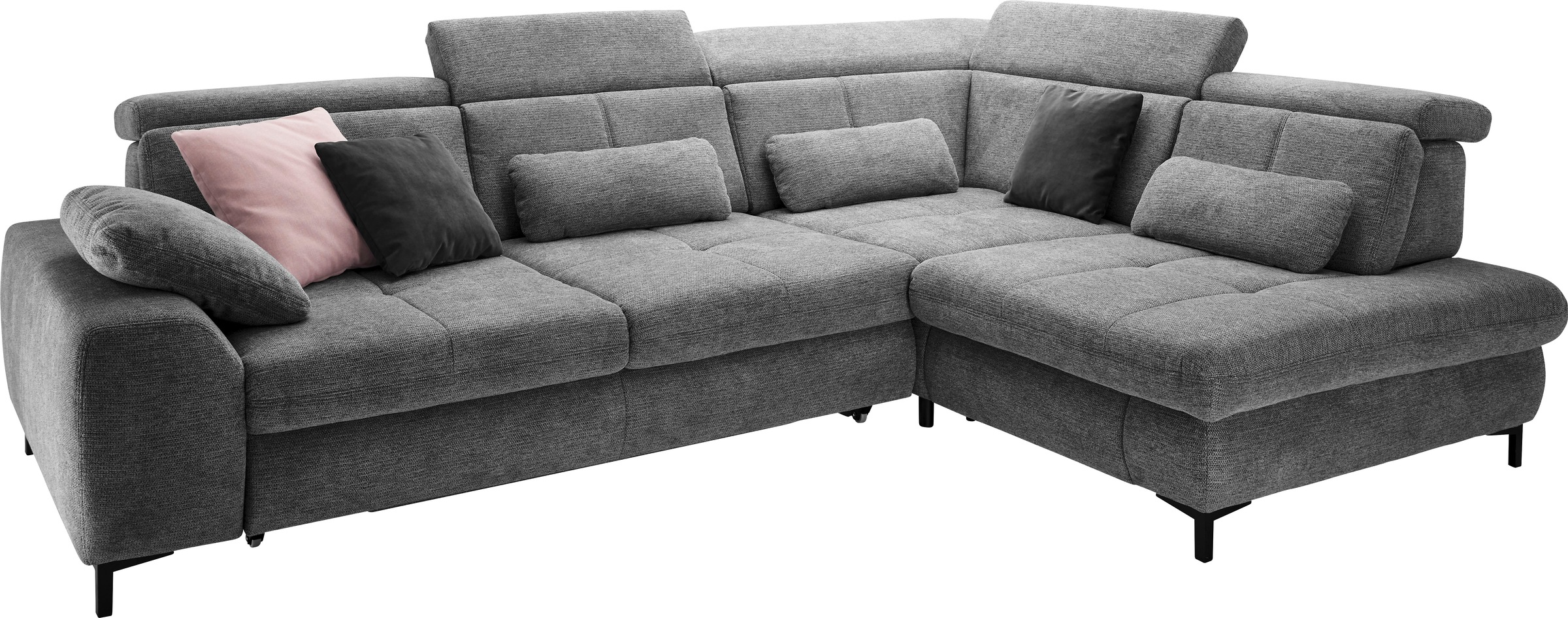 set one by Musterring Ecksofa »SO 3400 Sitzhöhe 47cm oder 49cm, Sitztiefe verstellbar, B/T 317/220 cm«, Kaltschaumpolsterung, Flachgewebe, whlw. mit Funktionen, Sitzhöhe 47