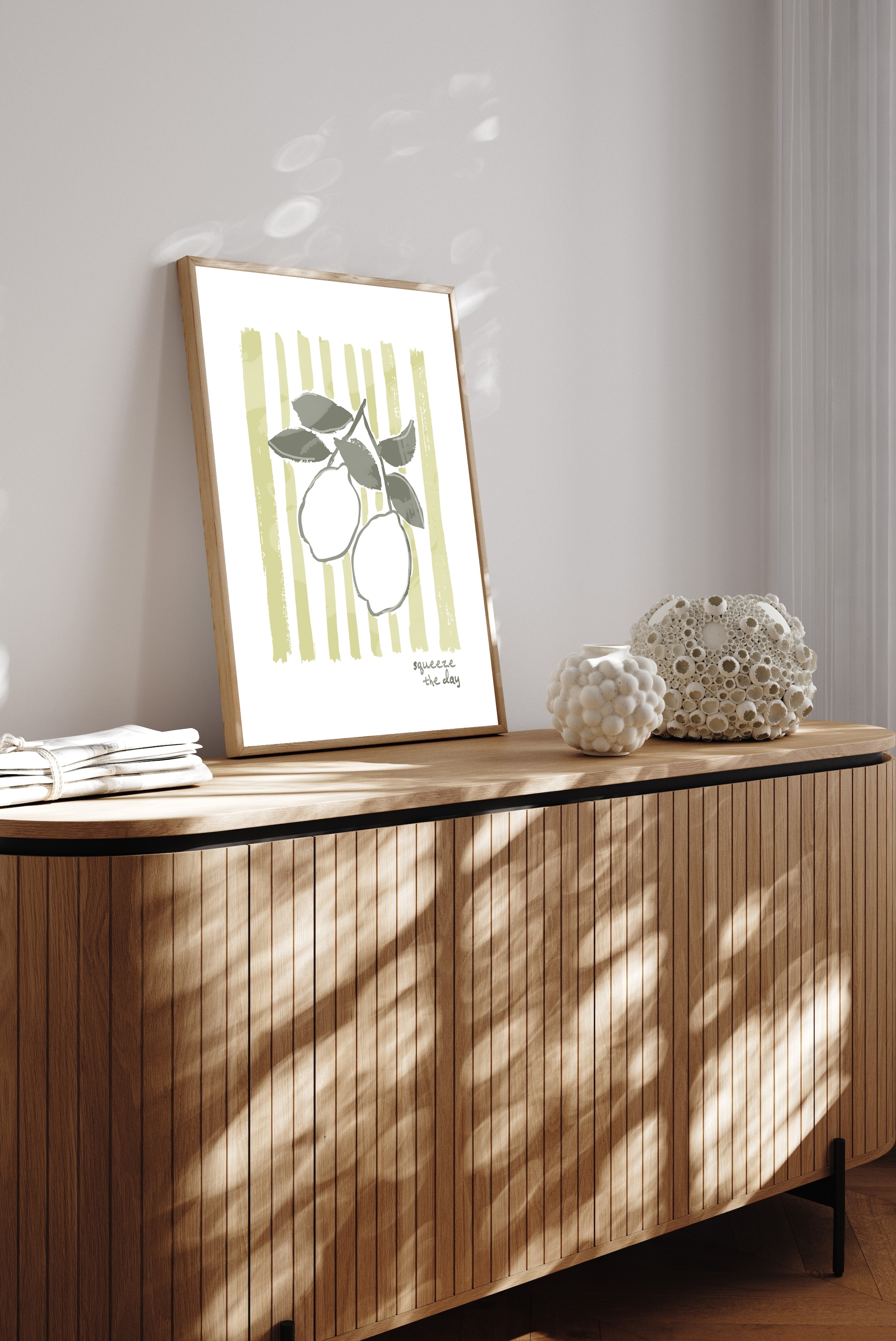 s.Oliver Kunstdruck »Zitronen "Squeeze the day"« Kunst | Obst | Obst Bilder | Schriftzug | Schriftzüge 1 Stk. tlg. gerahmt, Rahmen aus Holz, Echtholz