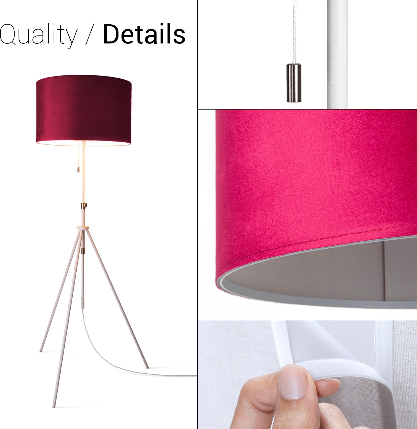 Paco Home Stehlampe »Naomi uni Color« E27 Wohnzimmer Höhenverstellbar 121,5 bis 176,5 cm Zugschalter Velour