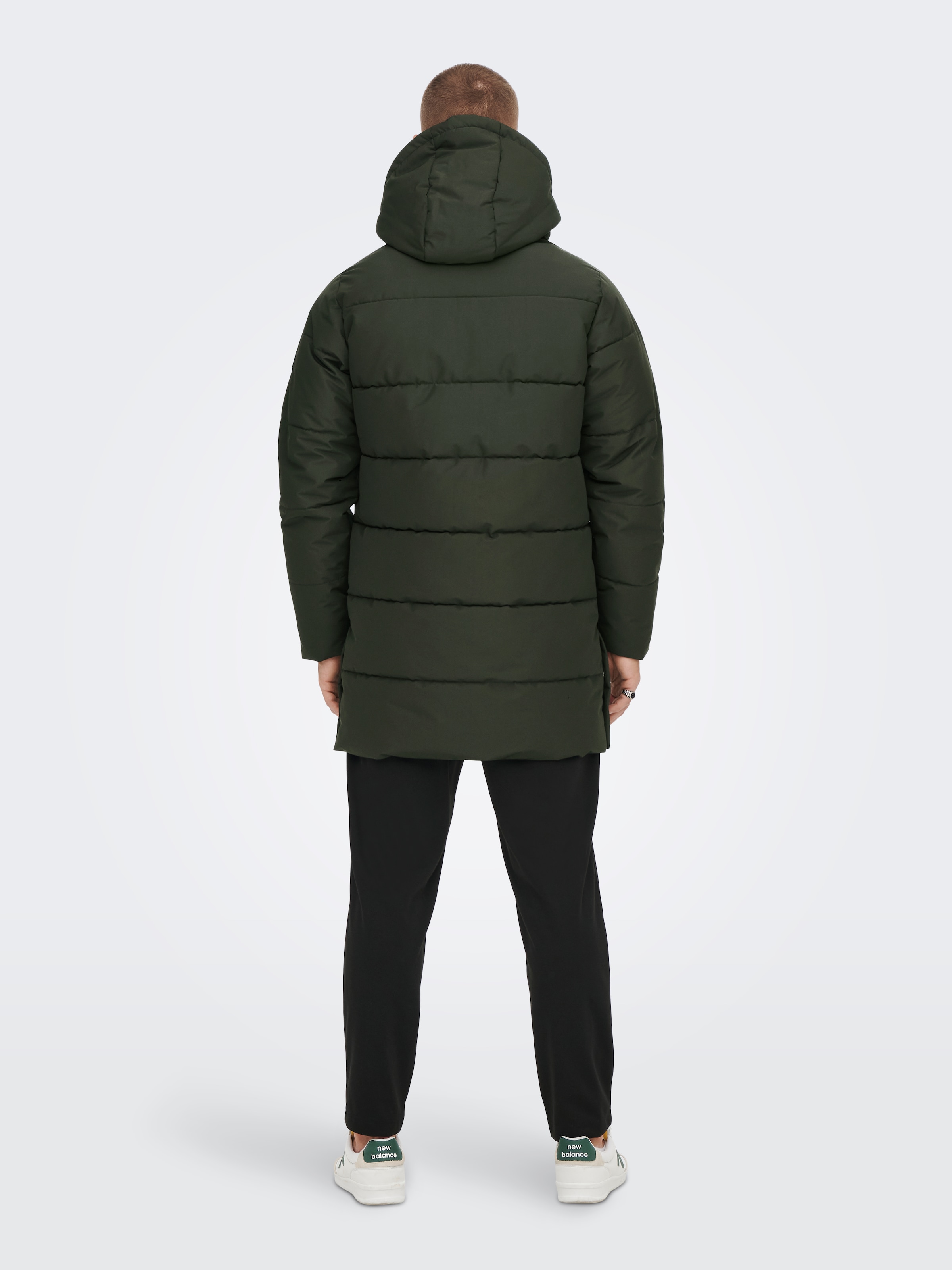 ONLY & SONS Steppjacke »ONSCARL LIFE LONG QUILTED COAT NOOS OTW« mit Kapuze