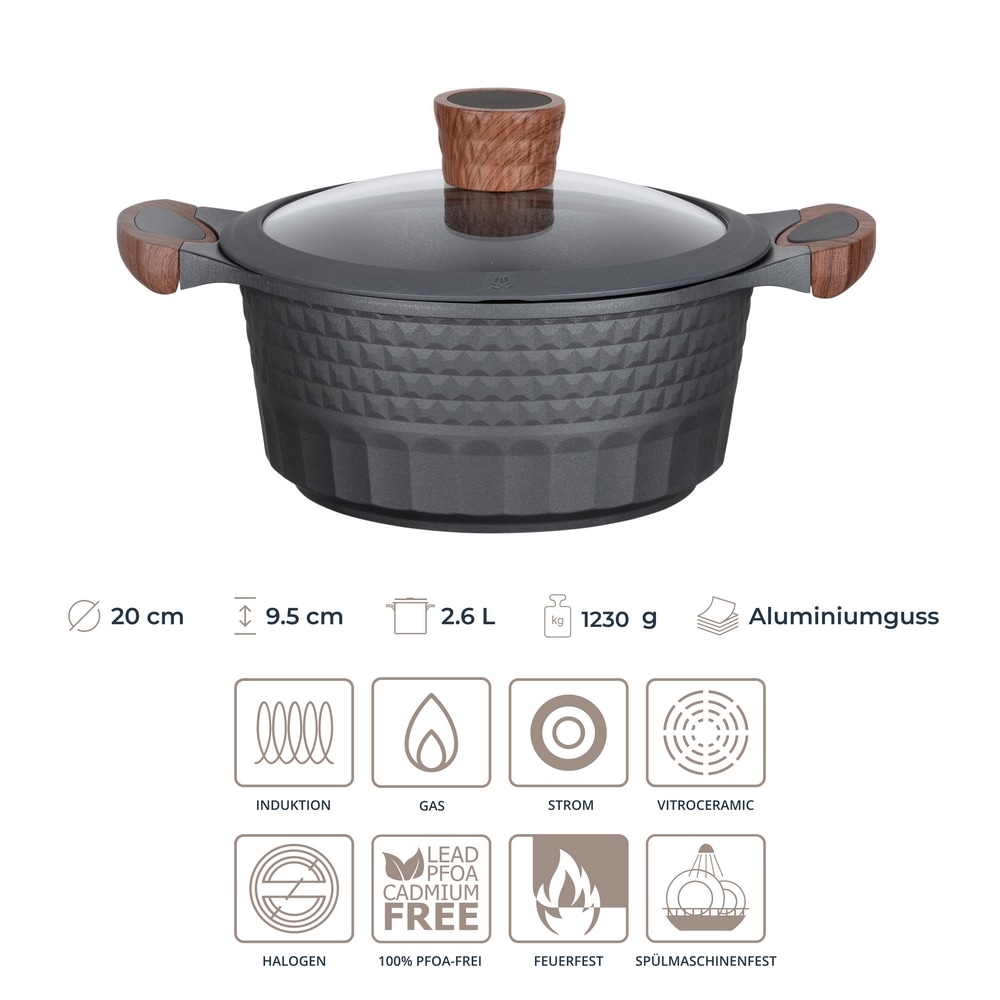 RESTO Kitchenware Kochtopf »Capella, Schmortopf antihaftbeschichtet und spülmaschinenfest« 2 Stk. tlg. Aluminiumguss