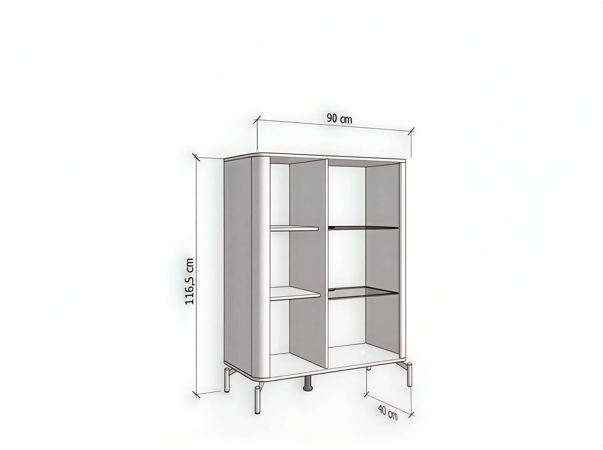 Home affaire Highboard »Darwen Sideboard, Kommode, Anrichte, Schrank, Vitrine« Abgerundete Kanten, matte Kaschmir-Oberflächen, mit 4 Böden