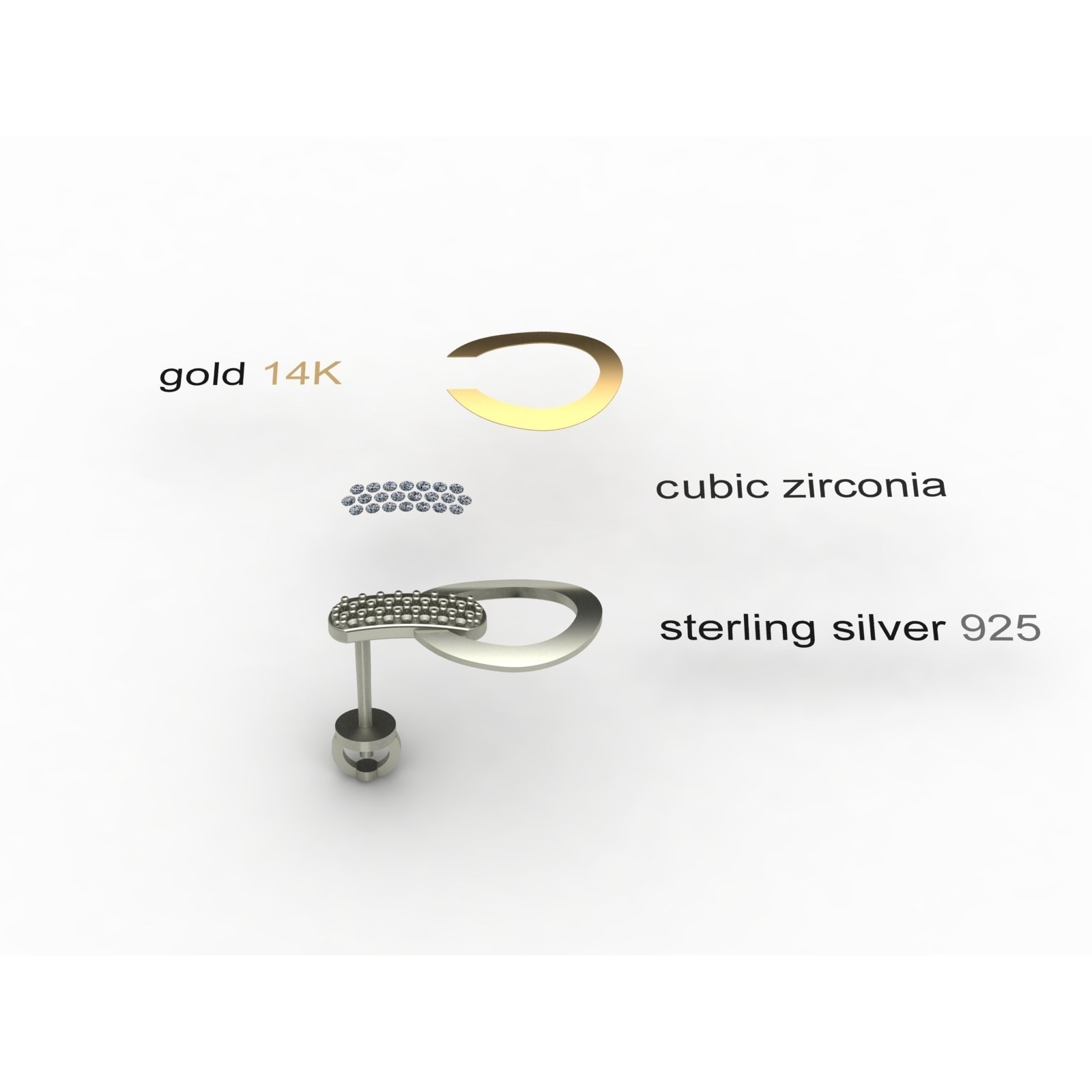 OSTSEE-SCHMUCK Paar Ohrstecker »- Sunny Exklusiv - Silber 925/000 & Gold 585/000 - Zirkonia«