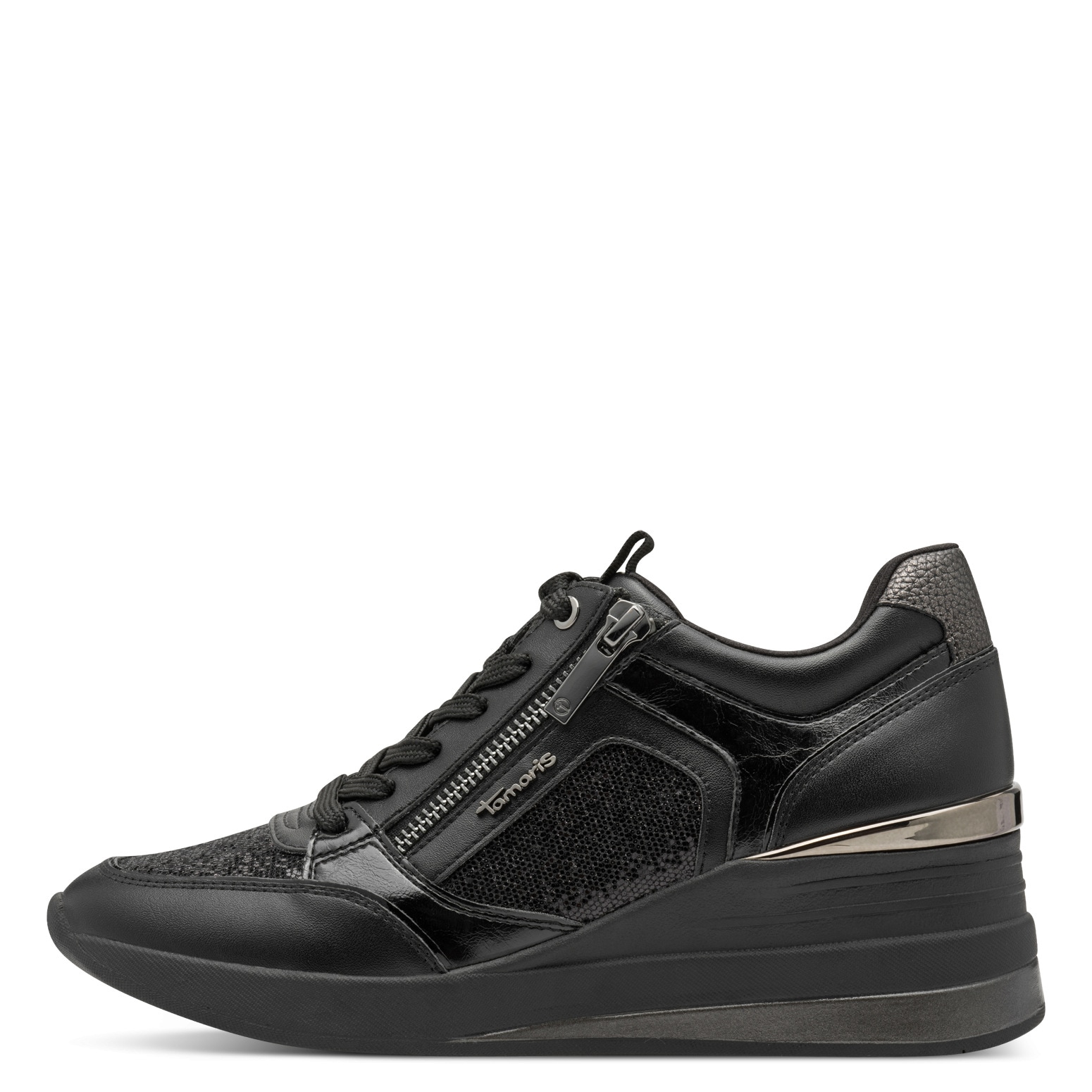 Tamaris Keilsneaker  , Freizeitschuh, Halbschuh, Schnürschuh mit Glitzerdetails