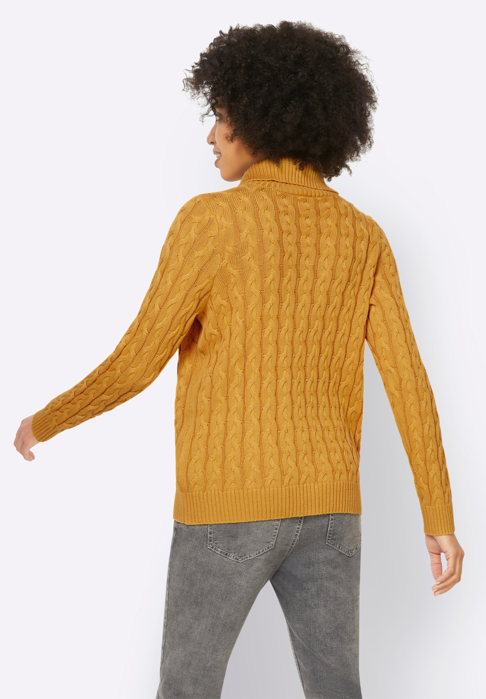 heine Longpullover »Rollkragen-Pullover Feinstrickpullover mit Zopfmuster«