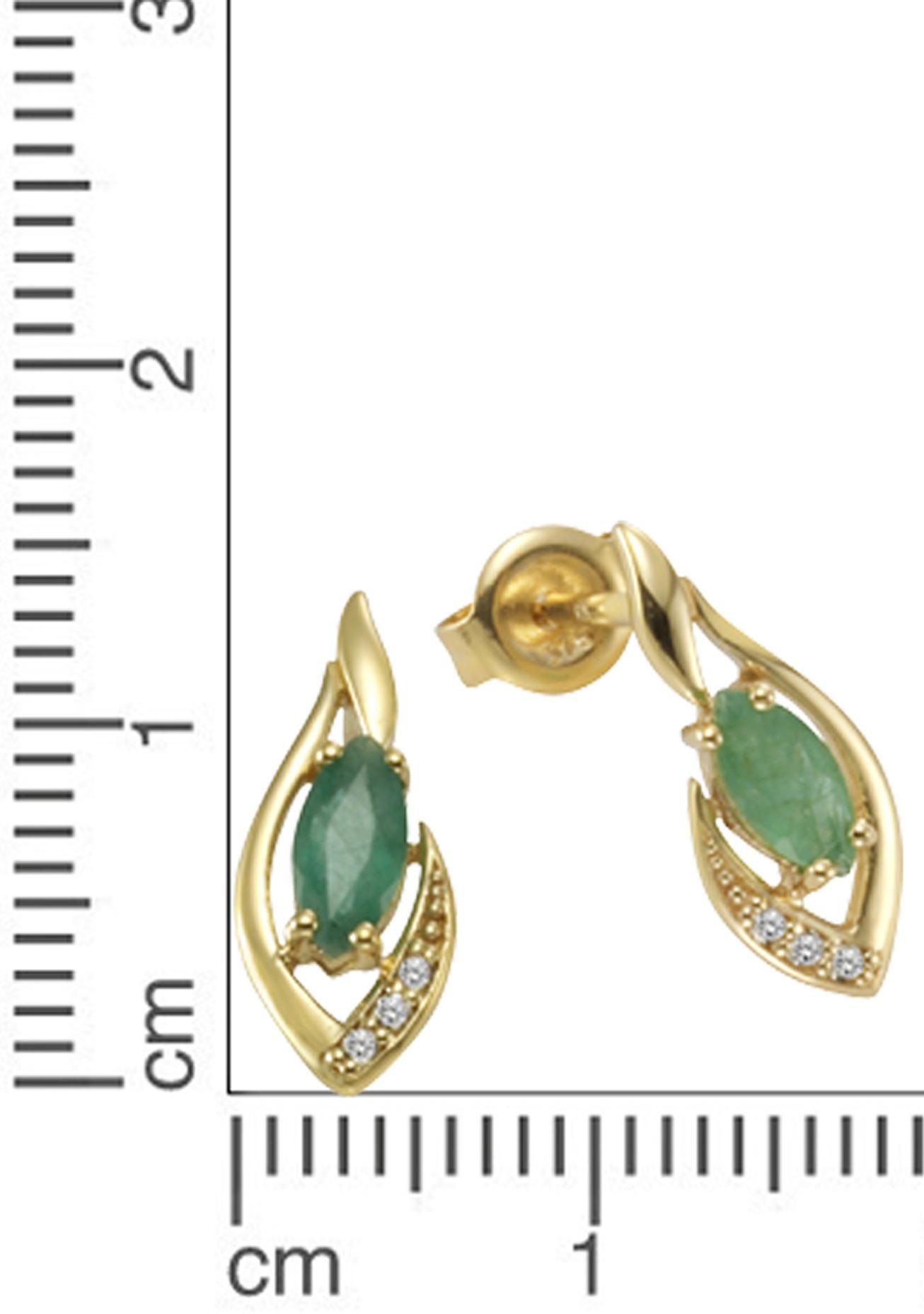 Firetti Paar Ohrstecker »Schmuck Geschenk Gold 375 Ohrschmuck Farbstein Edelstein Smaragd«, mit Smaragd, Weißtopas