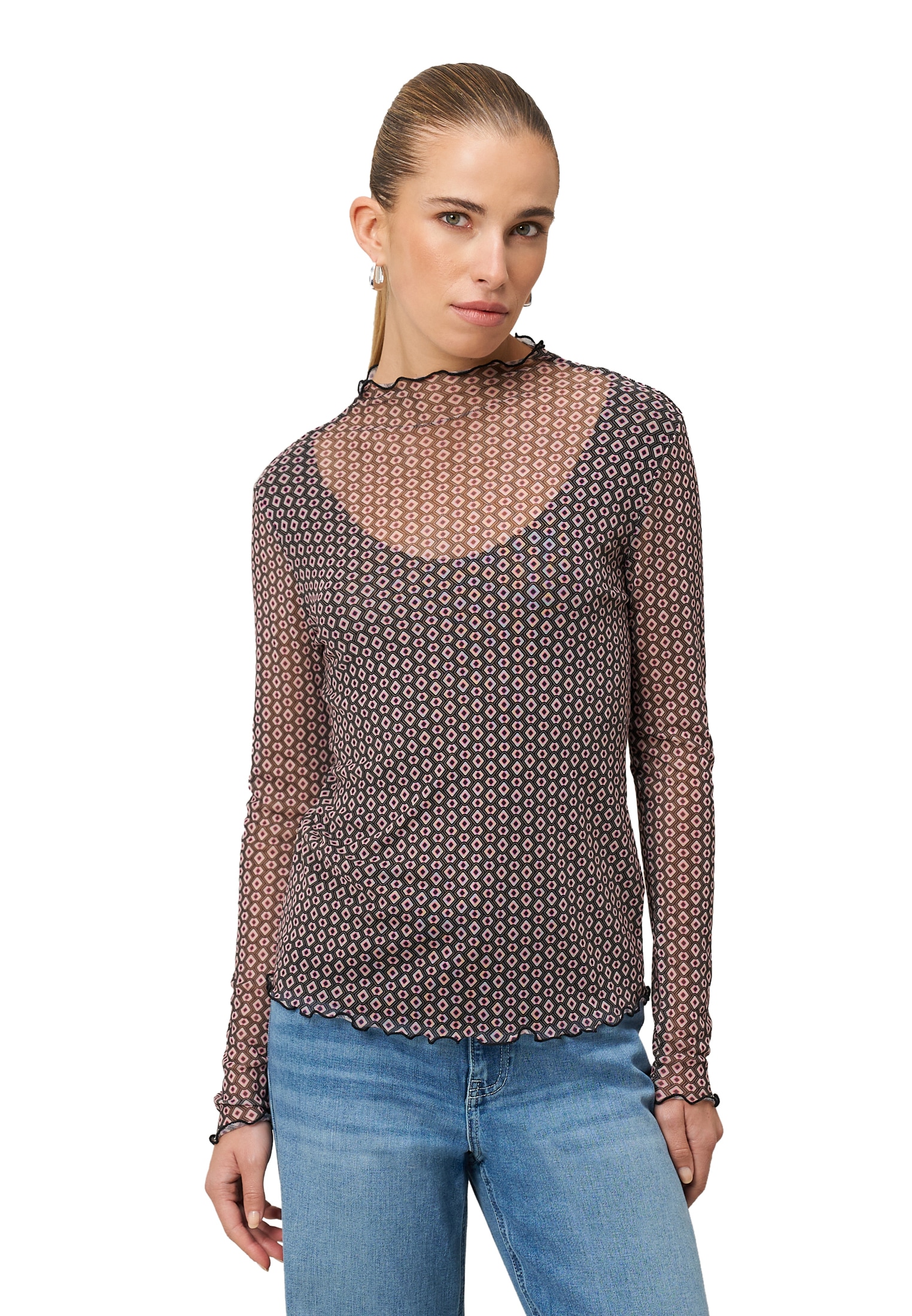 Zero Rundhalsshirt »Mesh-Shirt mit grafischem Print«