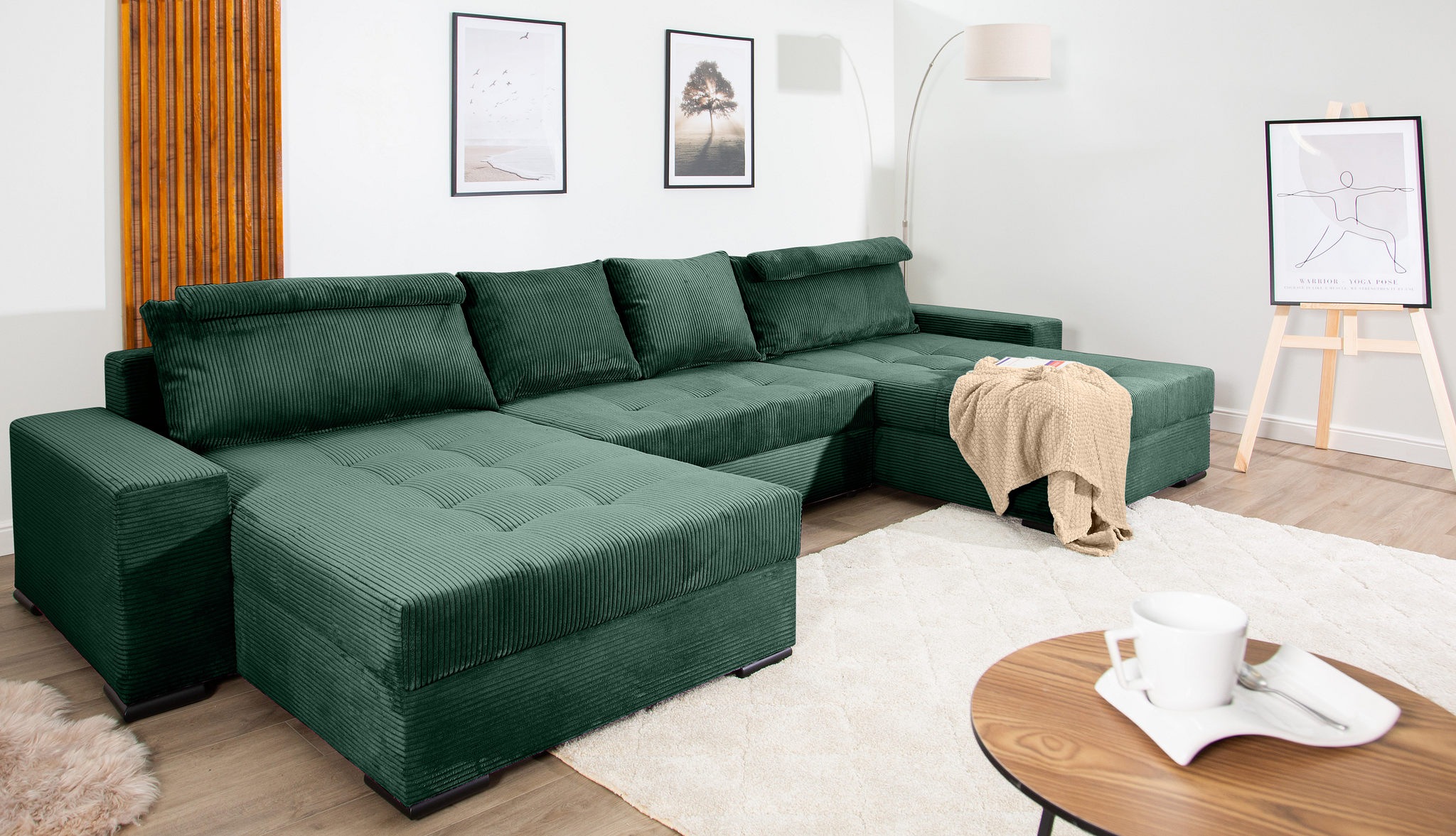 COLLECTION AB Wohnlandschaft »XXXL-Josy Relax U-Form Breite 352 cm, mit 2 gleich großen Recamieren«, inkl. Bettfunktion, Bettkasten, mit 4 Rückenkissen in zwei Größen