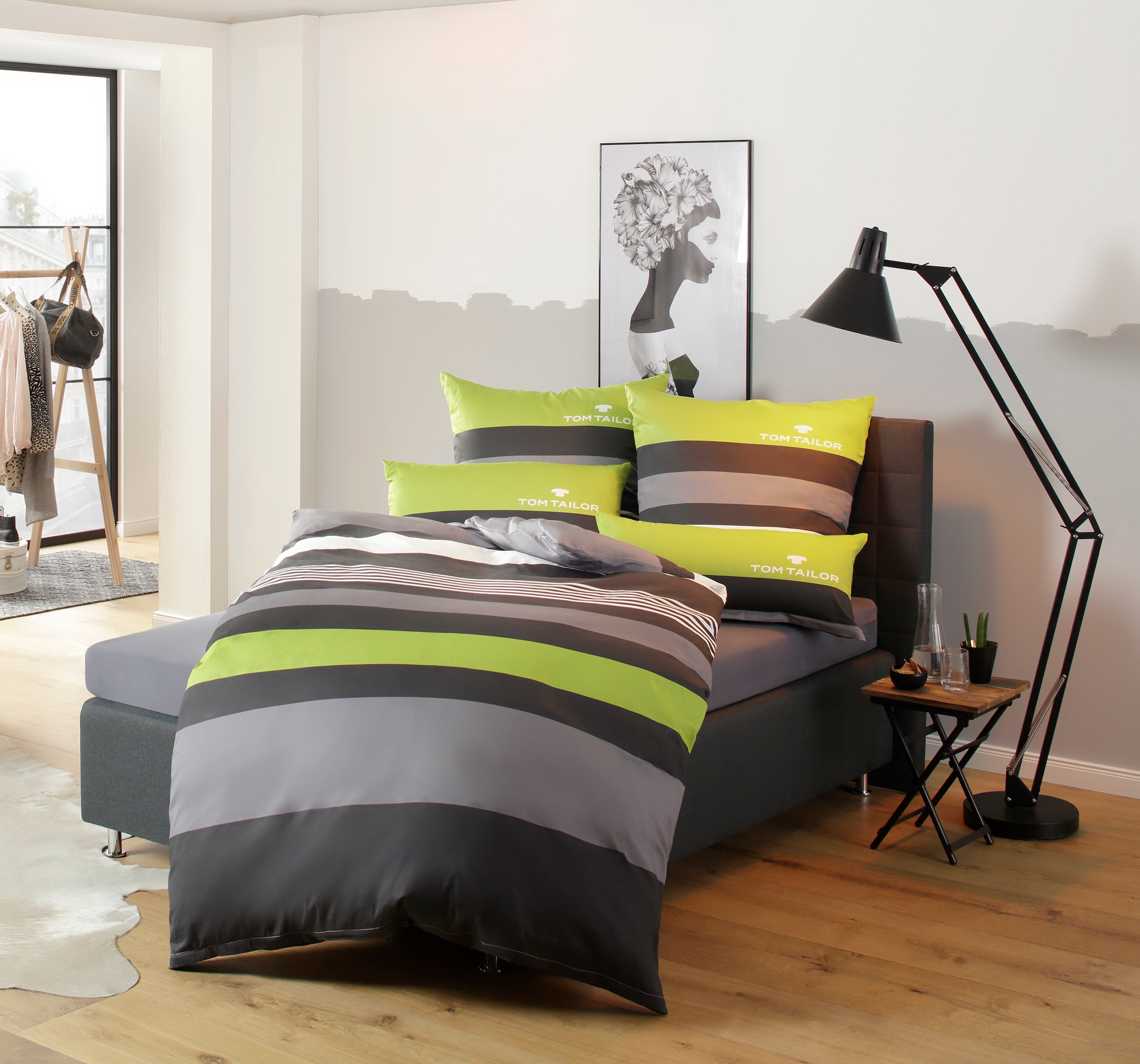 TOM TAILOR HOME Bettwäsche »Carl in Gr. 135x200 oder 155x220 cm«, mit GRATIS-Zugabe: Spannbettlaken, 100% Baumwolle, mit Reißverschluss
