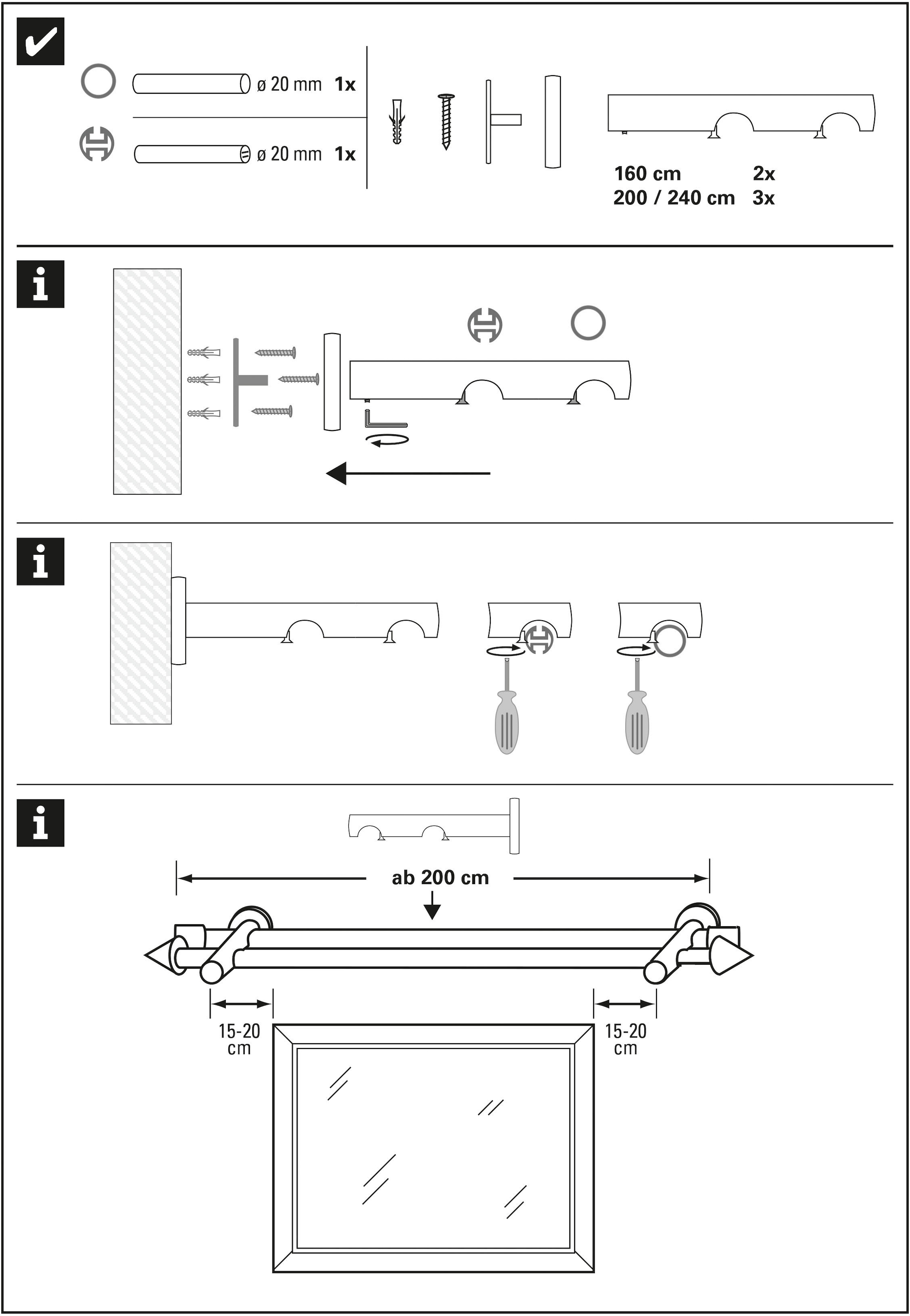 GARDINIA Gardinenstange kaufen 2-Lauf Kegel Set läufig-läufig, Metall«, »Gardinenstangen online Fixmaß, 2