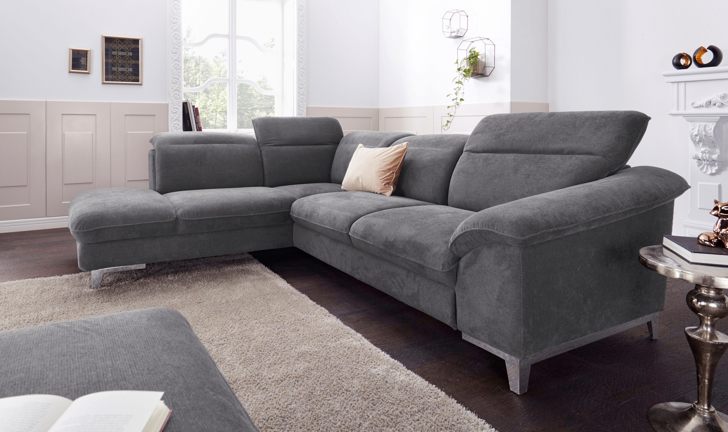 Polstergarnitur »Teresa«, (Set), Set: bestehend aus Ecksofa und Hocker, Ecksofa...