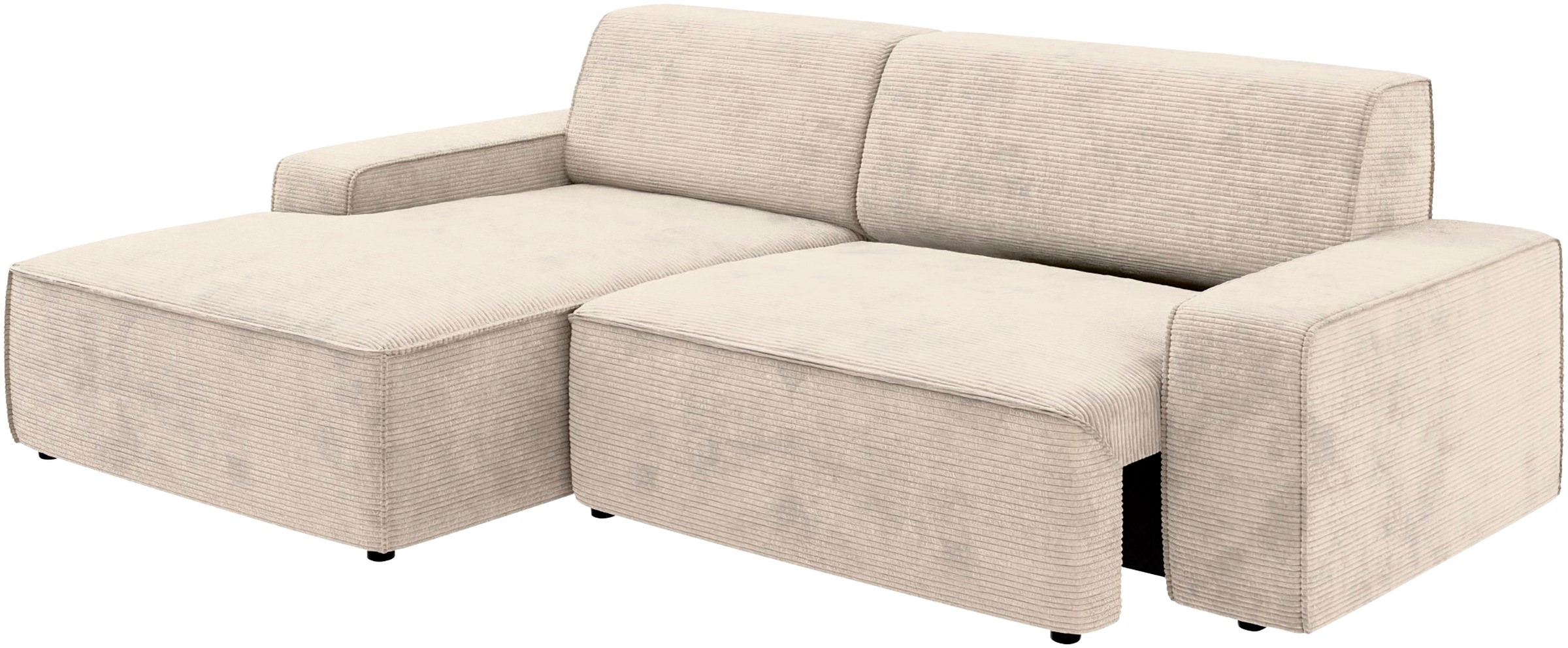 TRENDMANUFAKTUR Ecksofa »Graz, wahlweise mit Sitzvorschub und Bettkasten, L-Form, Breite 246 cm«, in Cord-, haustierfreundlichem LEO Struktur- oder LUMOS-3D-Bezug
