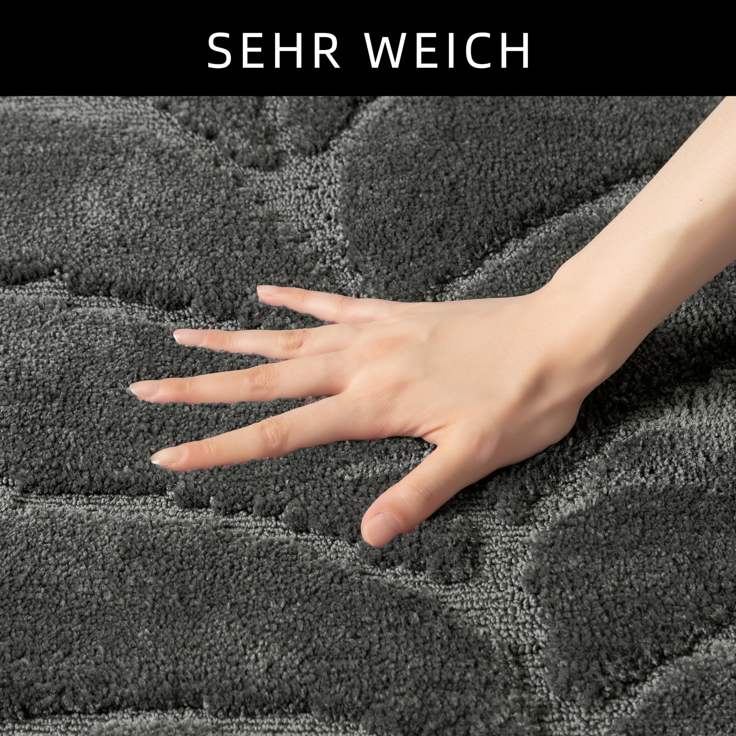 my home Badematte »Epense, Badvorleger, Badezimmer Teppich, Duschvorleger«, fußbodenheizungsgeeignet-schnell trocknend, Badteppich, Uni Farben, Blätter, Hoch-Tief Effekt