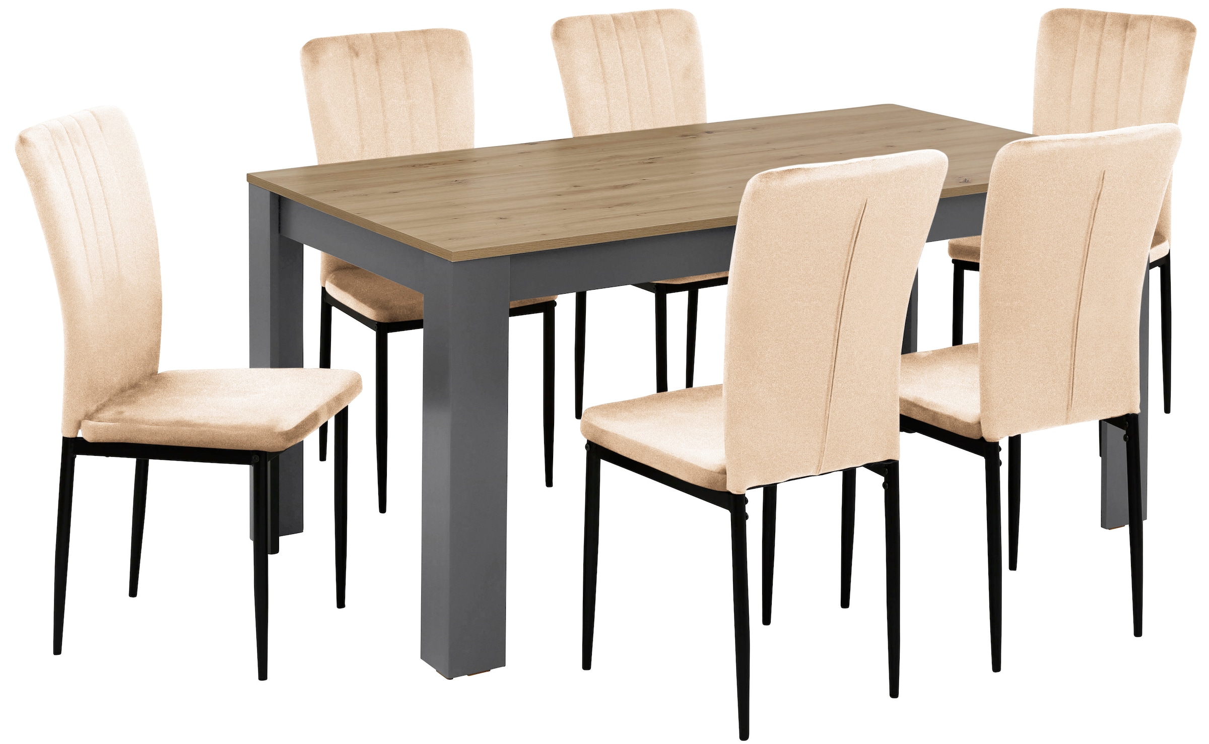 Home affaire Essgruppe »Bergamo Tisch Stühle Speisezimmer Bestseller«, (Set, 7 tlg.), moderne 7-tlg Tischgruppe, Unser Bestpreis