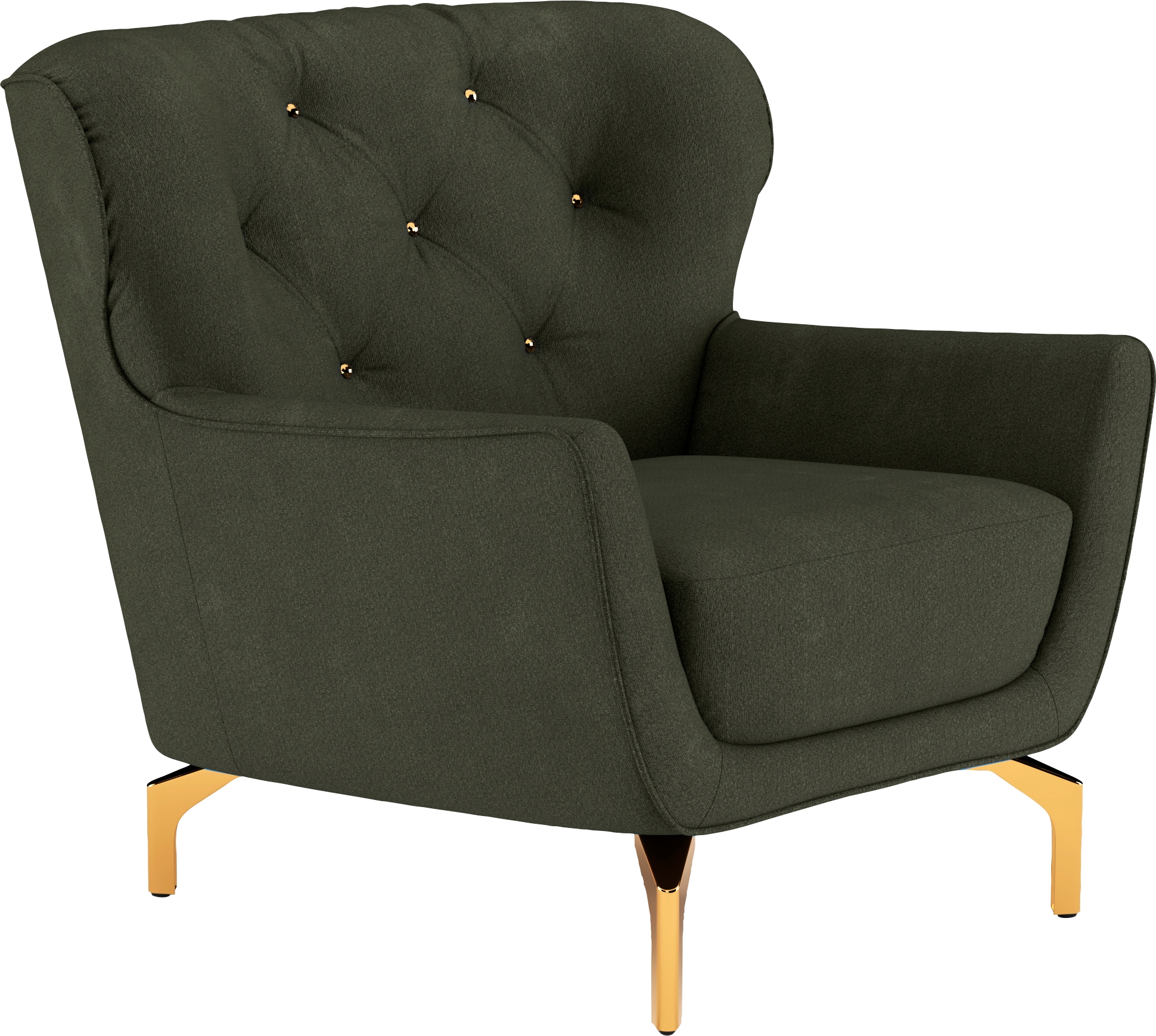 sit&more Sessel »Orient 3«, inkl. 1 Zierkissen mit Strass-Stein, goldfarbene Metallfüße