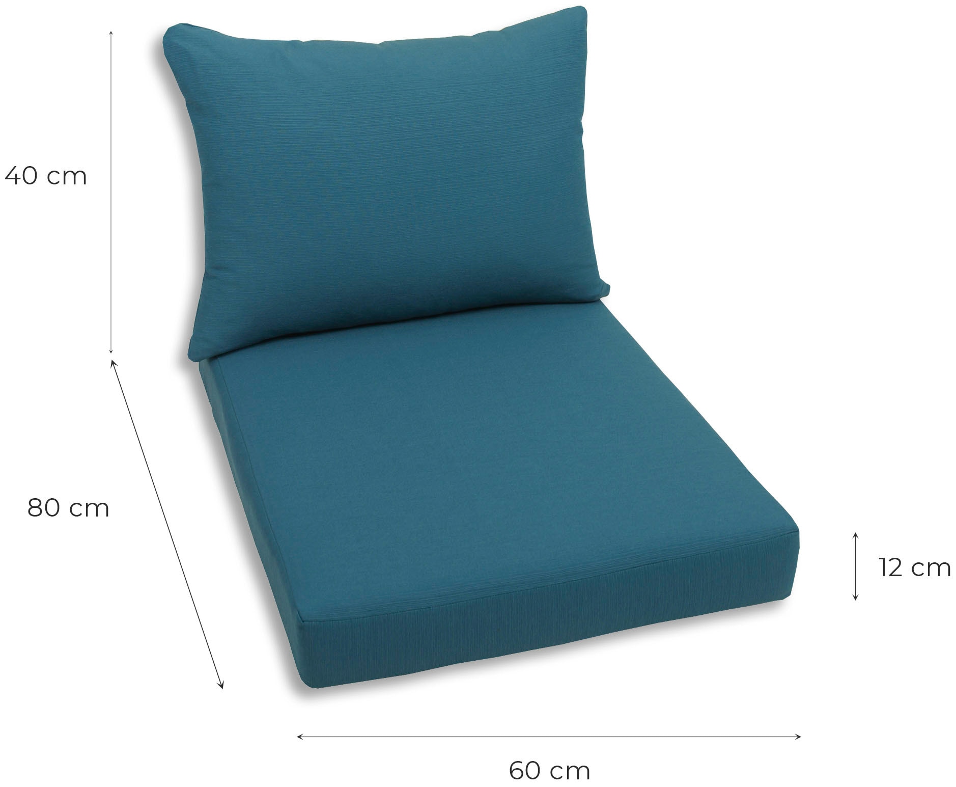 GO-DE Palettenkissen, Palette bei 60x80 gepolstert, cm 1 und 2 Rückenkissen cm, für 2 12 Sitz