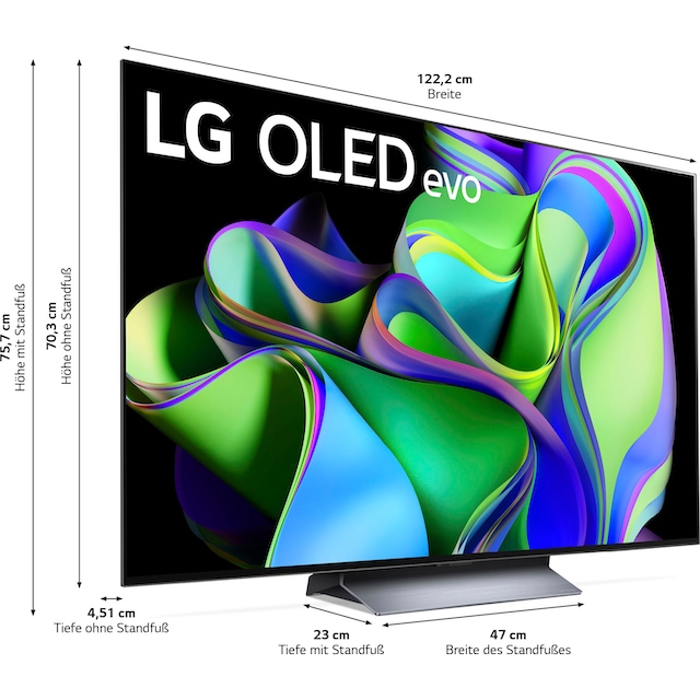 LG OLED-Fernseher »OLED55C37LA«, 139 cm/55 Zoll, 4K Ultra HD, Smart-TV, OLED  evo, bis zu 120 Hz, α9 Gen6 4K AI-Prozessor, Twin Triple Tuner ➥ 3 Jahre  XXL Garantie | UNIVERSAL