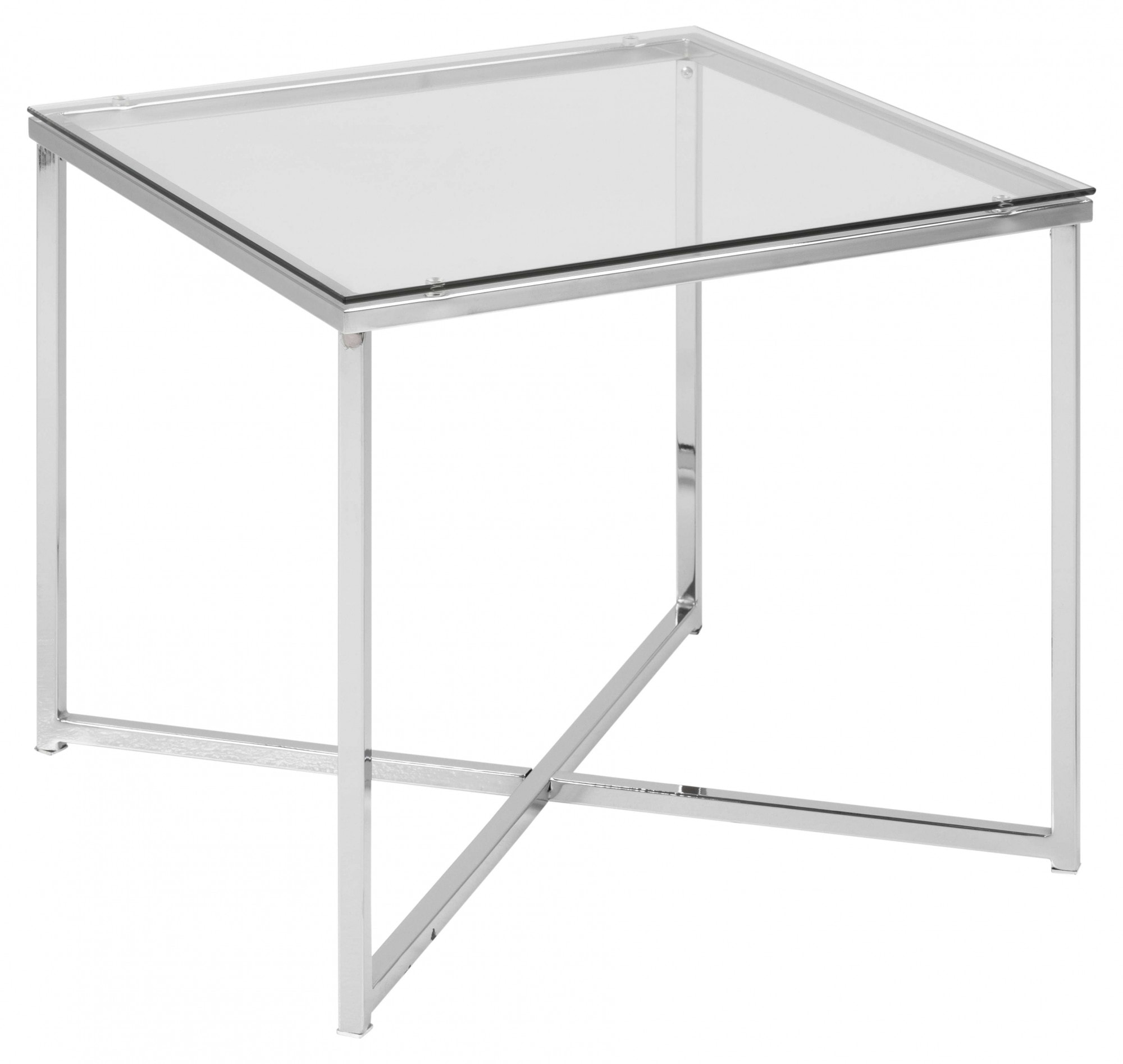 ACTONA GROUP Couchtisch »Cross«, Beistelltisch, gehärtetem Klarglas, Stahlgestell, B: 50 cm