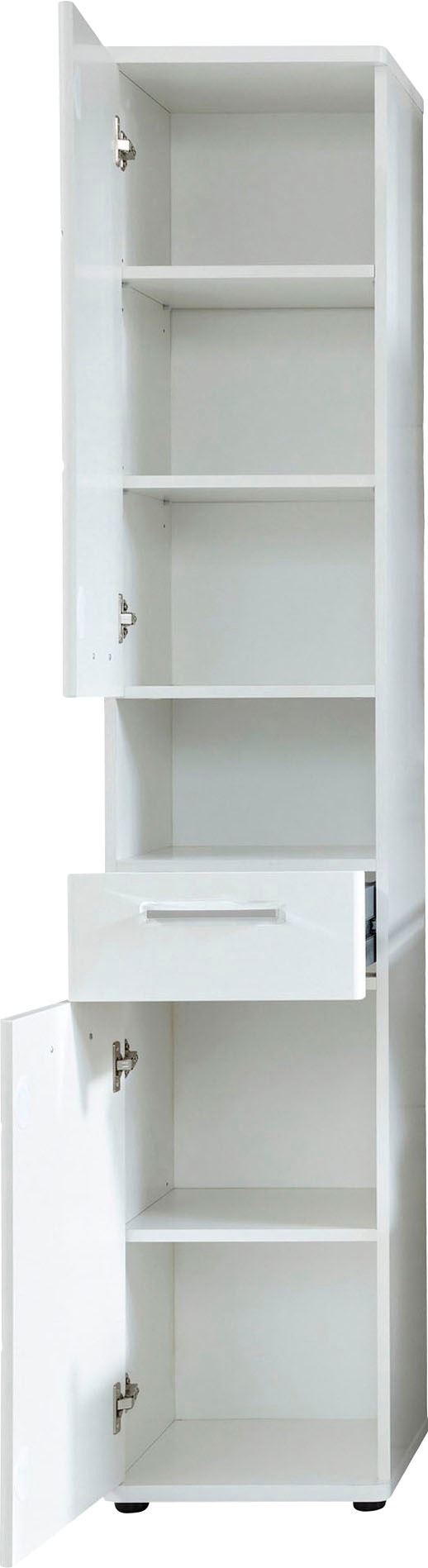 welltime Hochschrank »Mora«, Weißer Badschrank mit Schublade und 2 Türen - (B/T/H) 37/34/189 cm