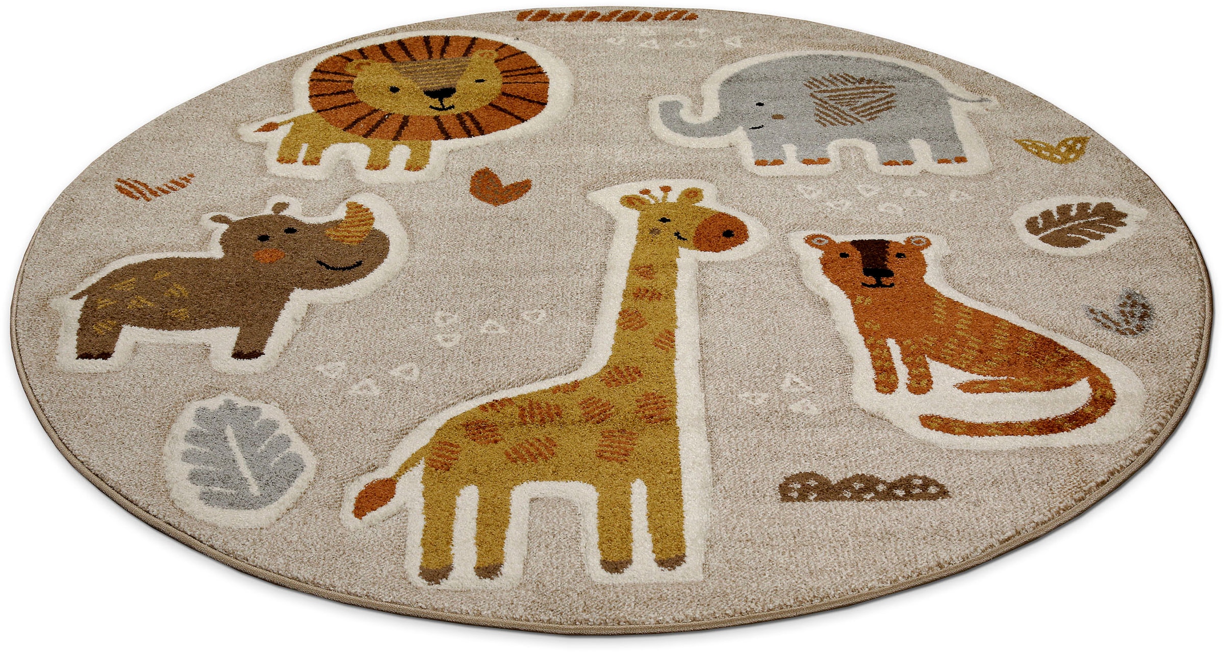 SMART KIDS Kinderteppich »Nala & Friends«, rund, 10 mm Höhe, Moderner Spielteppich, strapazierfähig, pflegeleicht, Konturenschnitt
