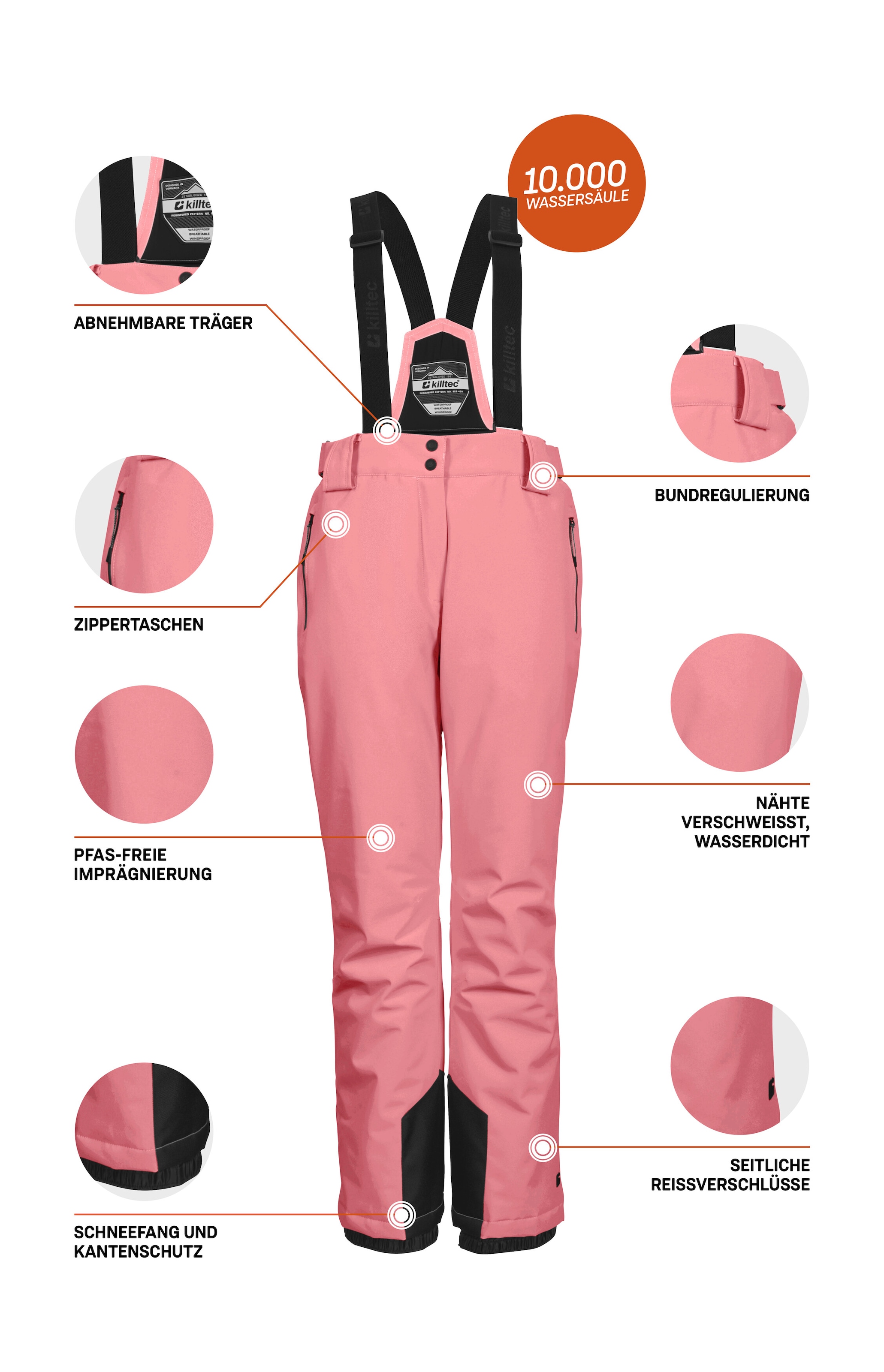 Killtec Skihose »KSW 249 WMN SKI PNTS_ERIELLE«, Wind- und wasserdicht, verstellbare Träger, PFAs-frei imprägniert