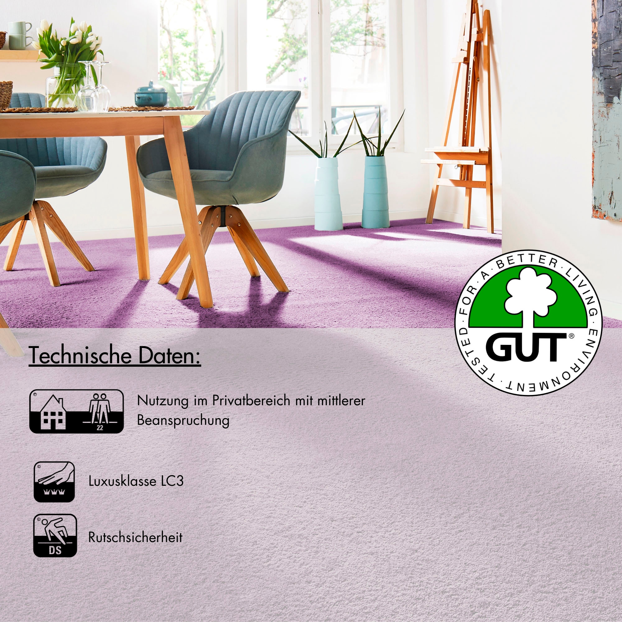 Andiamo Teppichboden »Sophie, Frisee-Velours, Made in Netherlands«, rechteckig, 4,5 mm Höhe, Uni Farben, Breite 400 cm oder 500 cm, strapazierfähig & pflegeleicht