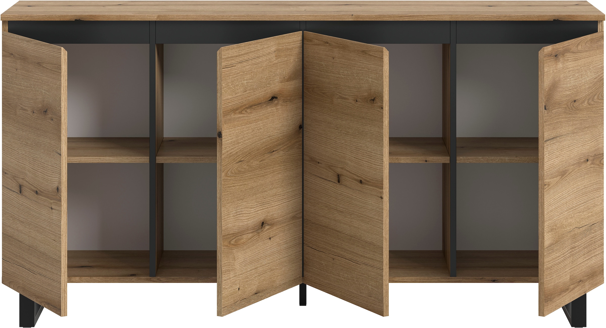 Home affaire Sideboard »TOMA, Breite: 160 cm, mit Metall-Kufen-Fuß, 4 Türen, 4 Einlegeböden« Anrichte, Kommode, Schrank, Board, Higboard