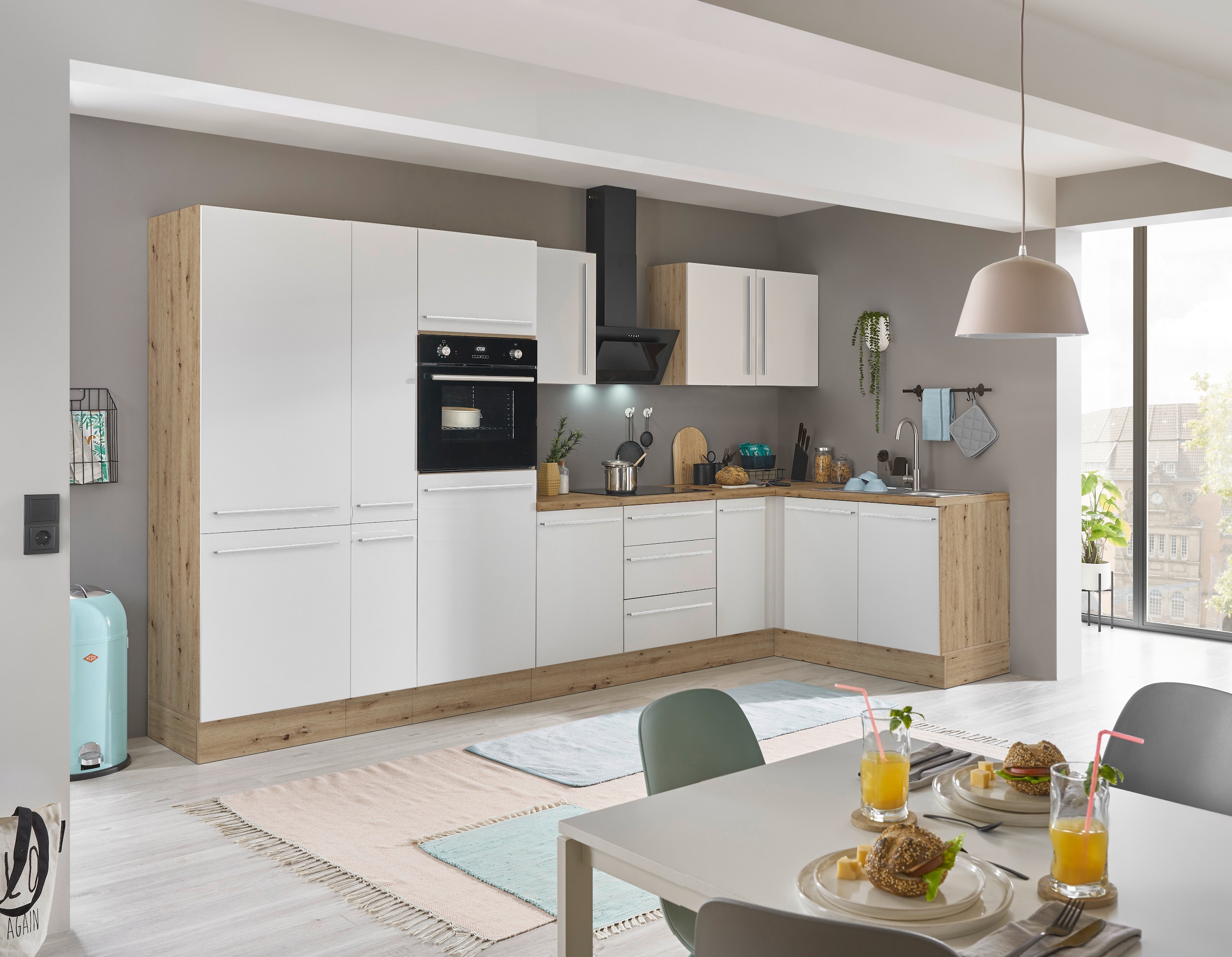 KOCHSTATION Winkelküche »Florida, Stellbreite 360x165 cm« wahlweise mit E-Geräten, mit Softclose für Türen und Schubkästen