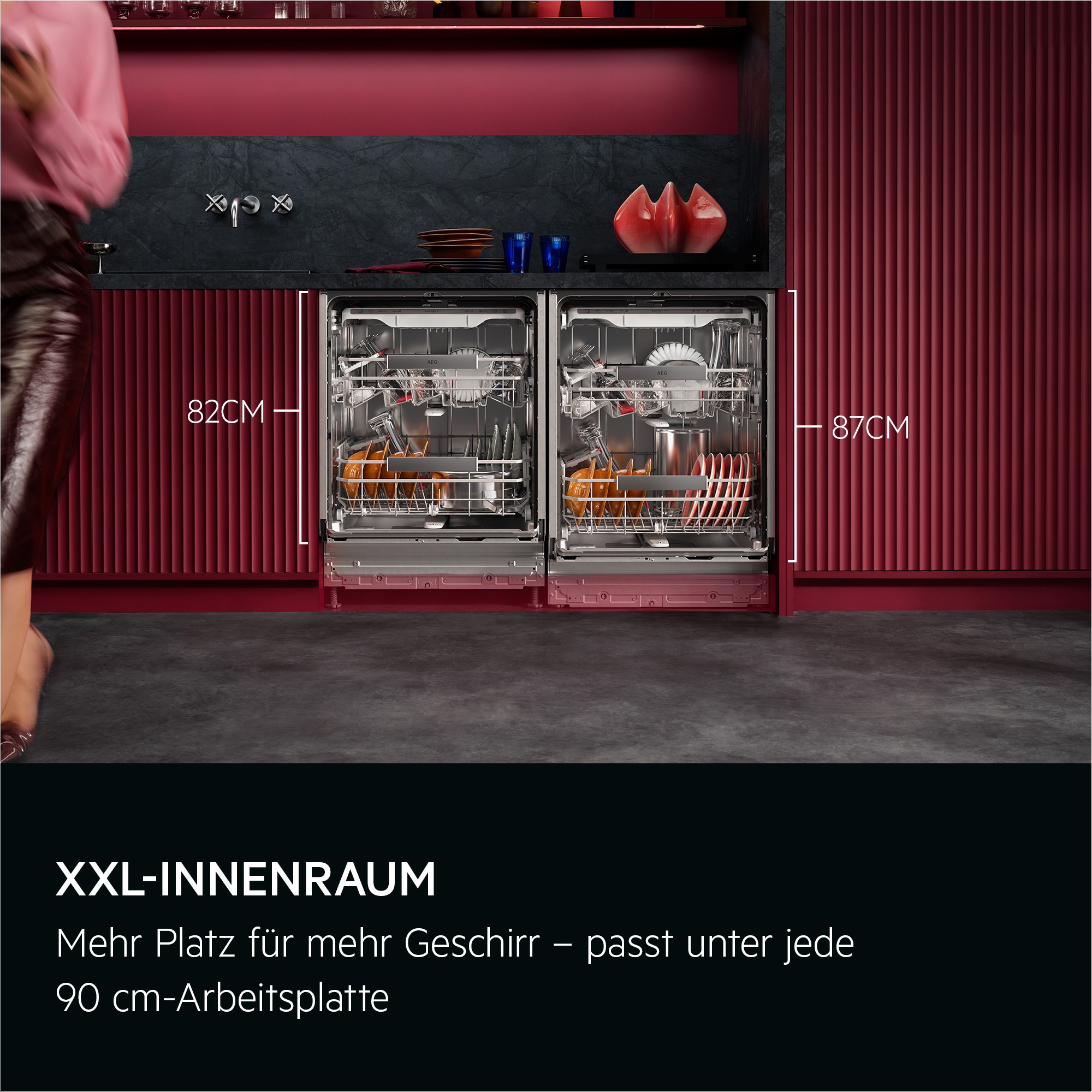 AEG vollintegrierbarer Geschirrspüler 9000 XXL »GI9700X4PC« Leise Spülmaschine 36dB ComfortLift: Be- & Entladen ohne Bücken