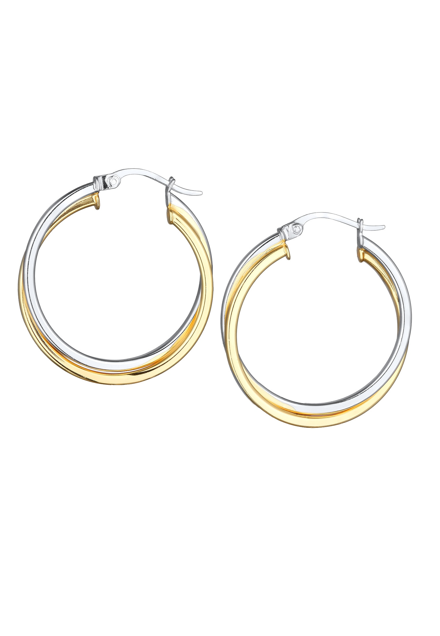 Elli Paar Creolen »Ohrringe Creolen Damen Twisted Look 925 Silber Bicolor«