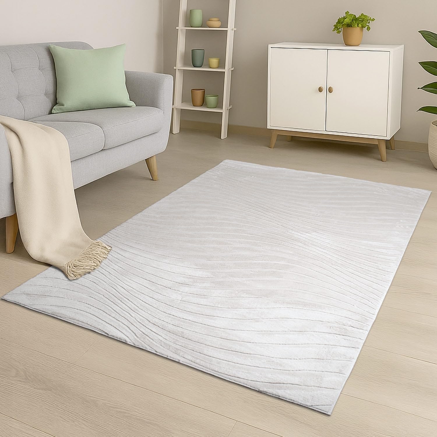 Carpet City Teppich »WAVES 503« rechteckig 12 mm Höhe Kurzflor, Hochtief-Muster/ 3D-Effekt, Uni, Wohnzimmer, Schlafzimmer