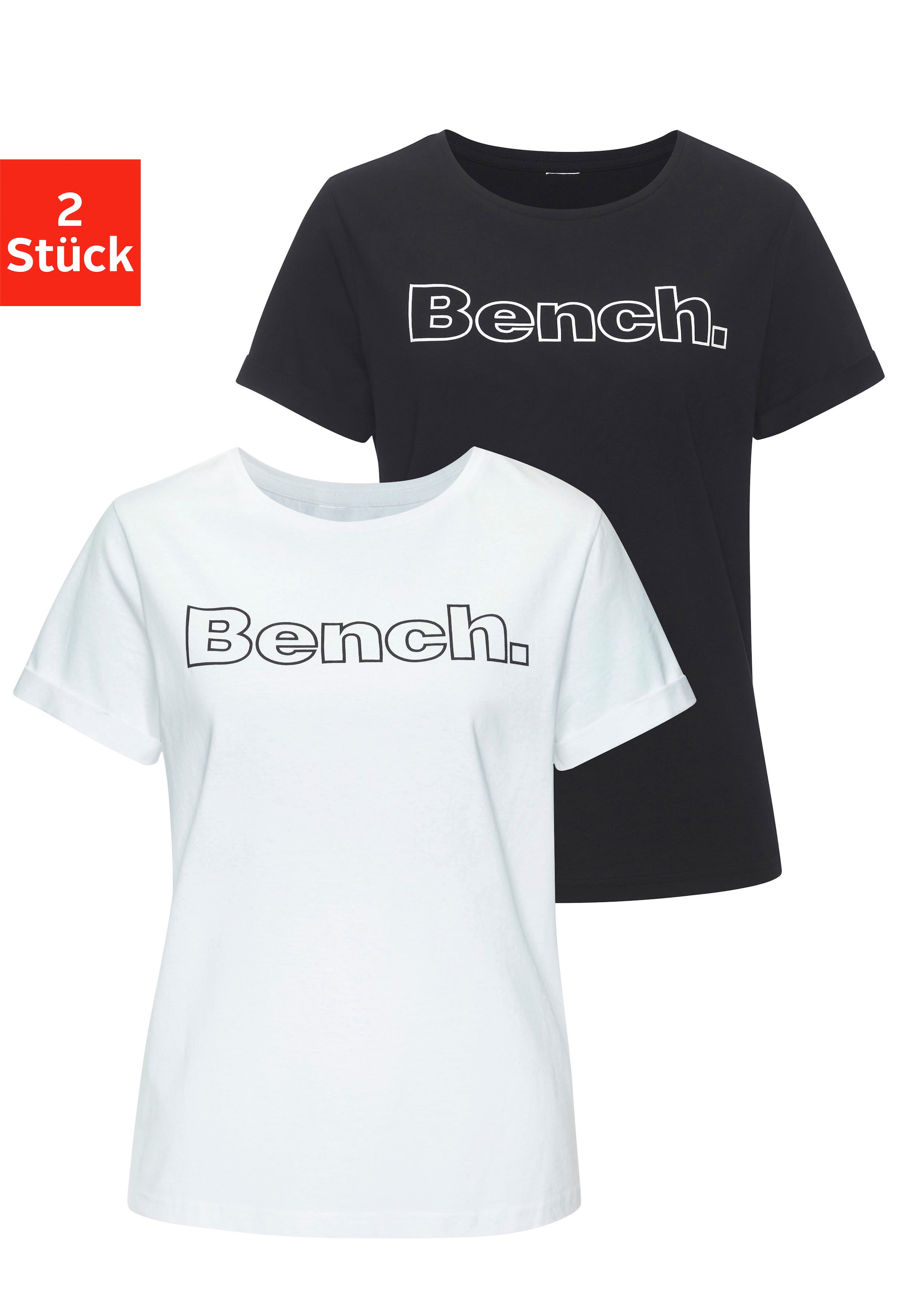 Bench. Loungewear T-Shirt Packung, 2 Stk. mit Logodruck