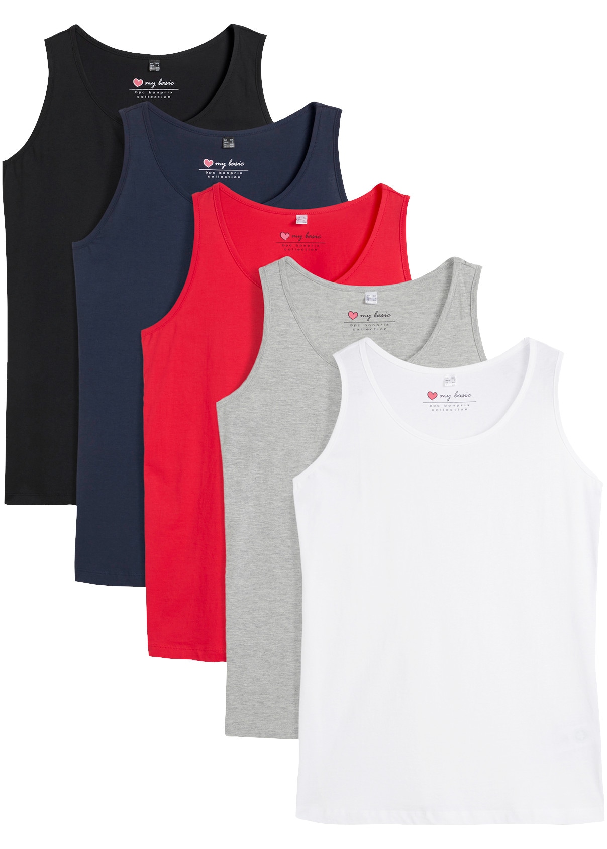 bonprix Longtop Packung, 5 tlg. figurumspielende Passform, po-bedeckend
