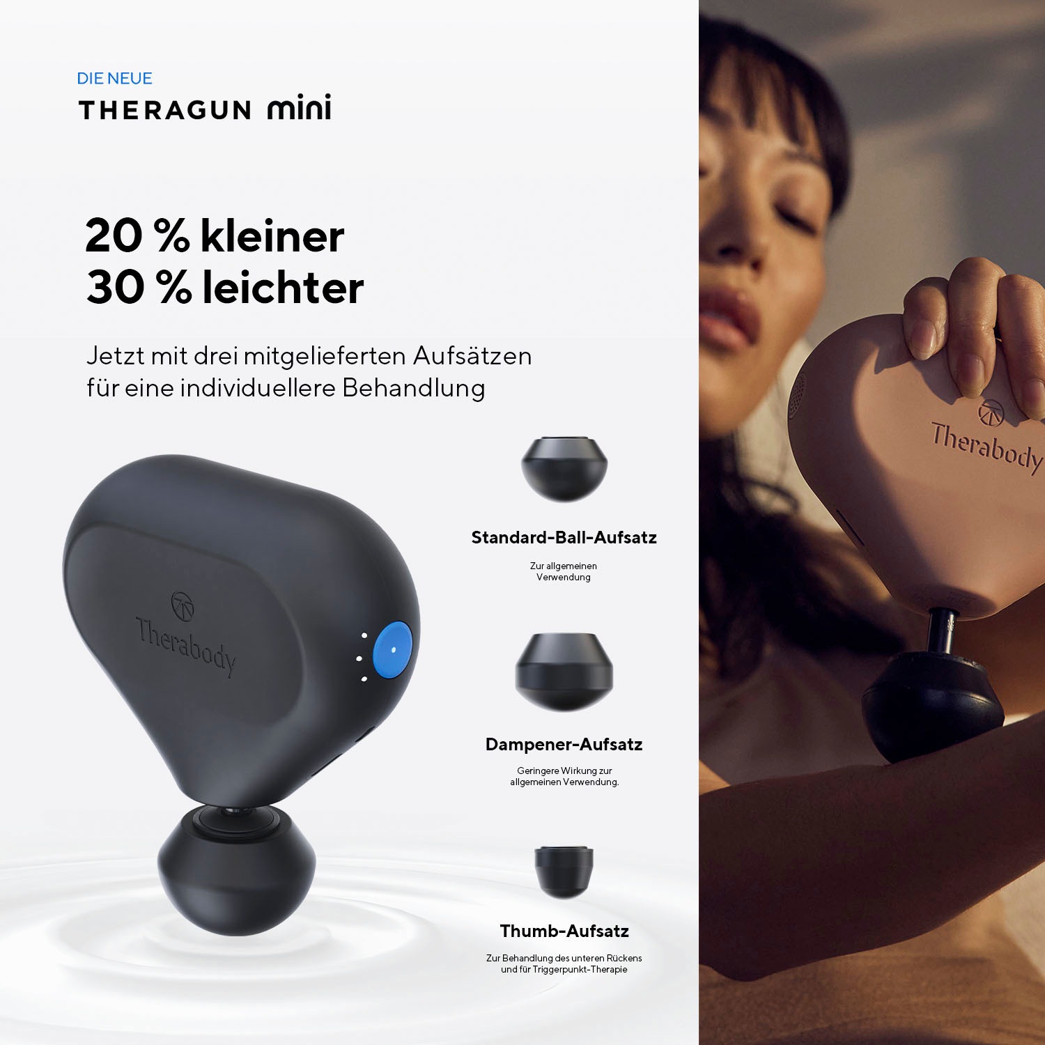 Therabody Massagepistole »Theragun Mini 2.0«, (portabel, Licht & App-Steuerung), Schmerzlinderung, Erholung, Stressreduktion