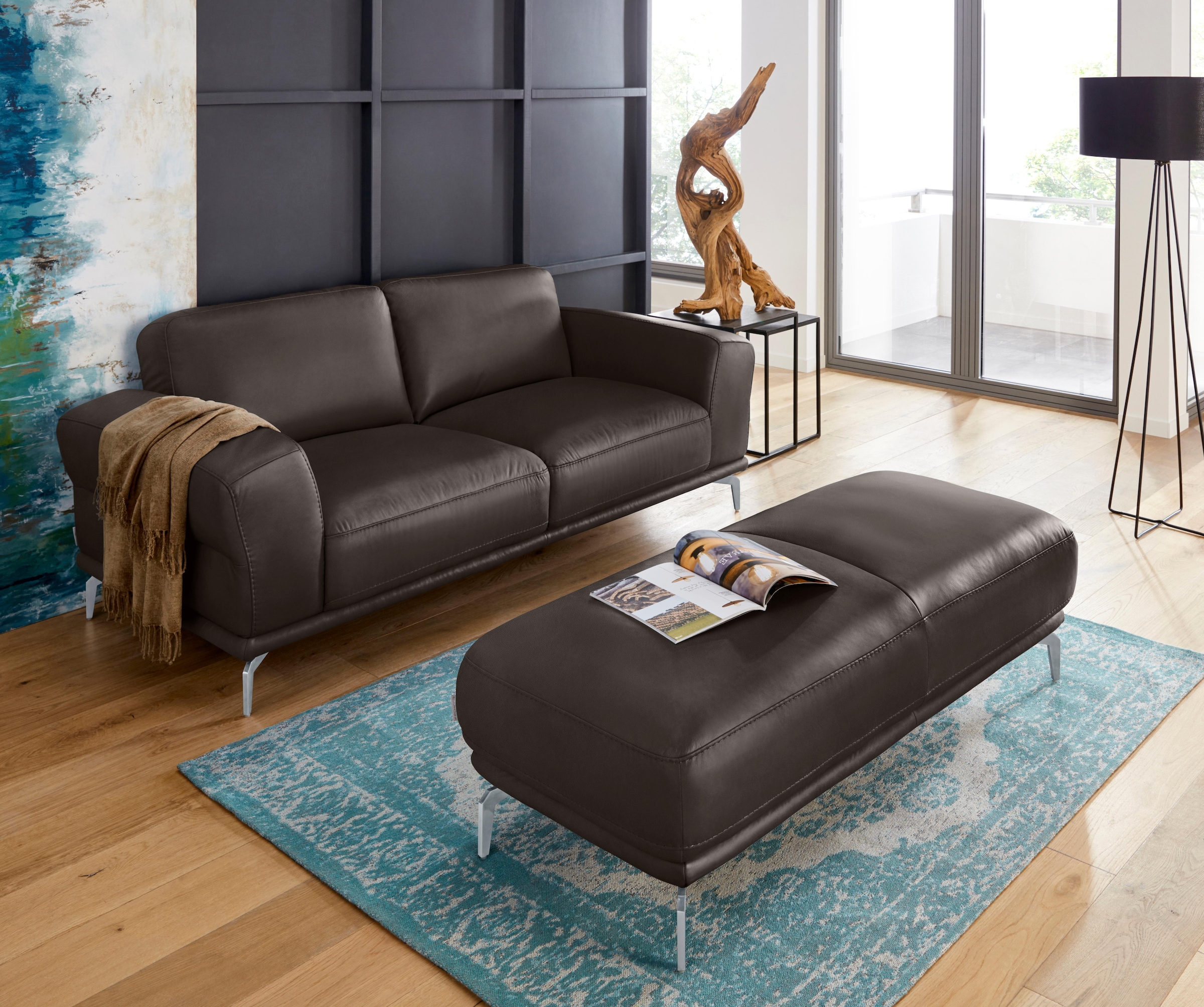 W.SCHILLIG Hocker »montanaa«, mit Metallfüßen in Silber matt, Breite 141 cm
